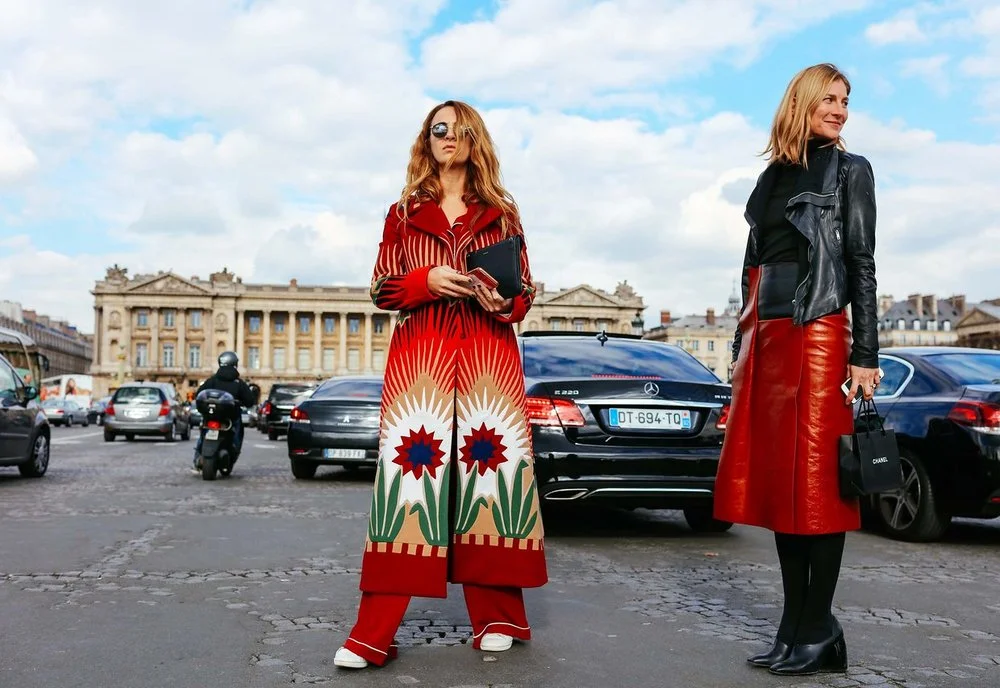 Alexia Neidzelski in Valentino coat and Elizabeth von Guttman, image by Phil Oh , Paris Fashion Week 2016.