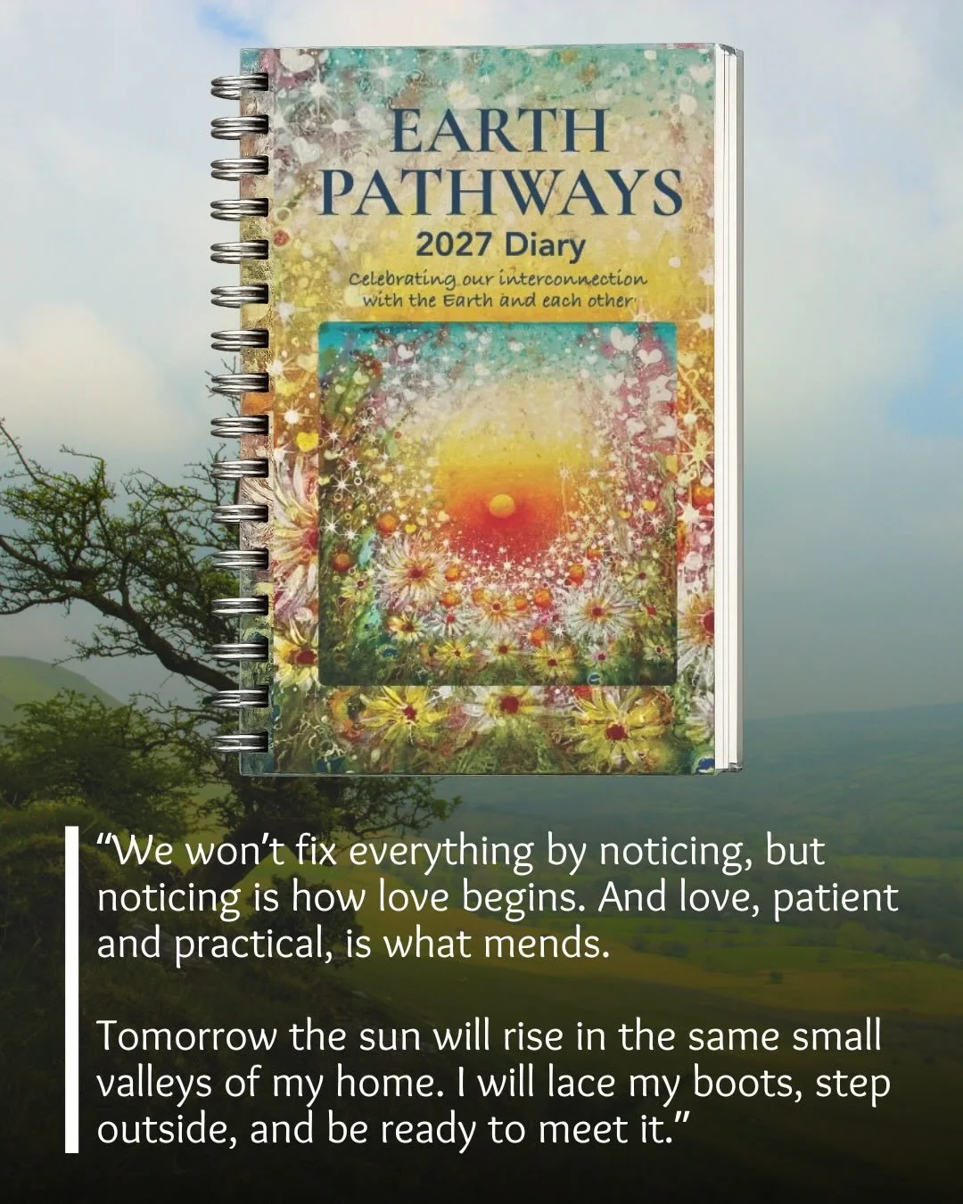 I am utterly thrilled that my writing will be featured in the 2027 @earthpathways calendar.  All of the pieces I submitted this year were inspired by sections from Witch Country, my strongest work to date &mdash; which probably helped! 
🌸☀️✨
I look 