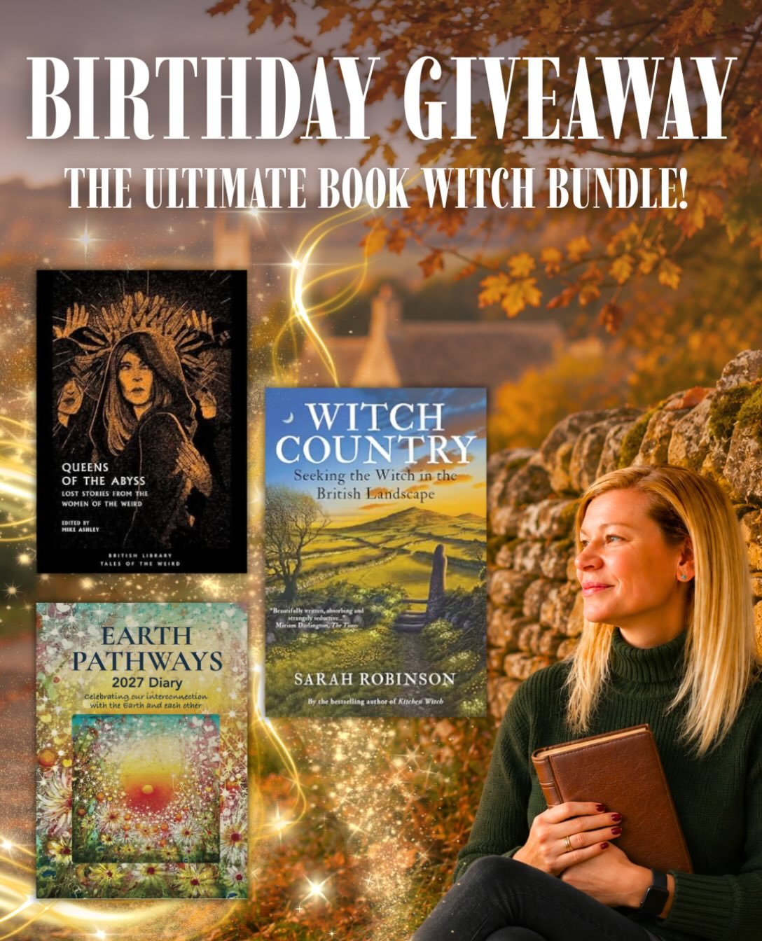 On Samhain Witch Country turns 1! That&rsquo;s call for a super giveaway! Featuring Witch Country, Tales of the Weird and the beautiful 2027 Earth Pathways diary ✨
✨🍁✨
For a chance to win all you have to do is:
🎃Follow me @yogaforwitches
🎃Like &am
