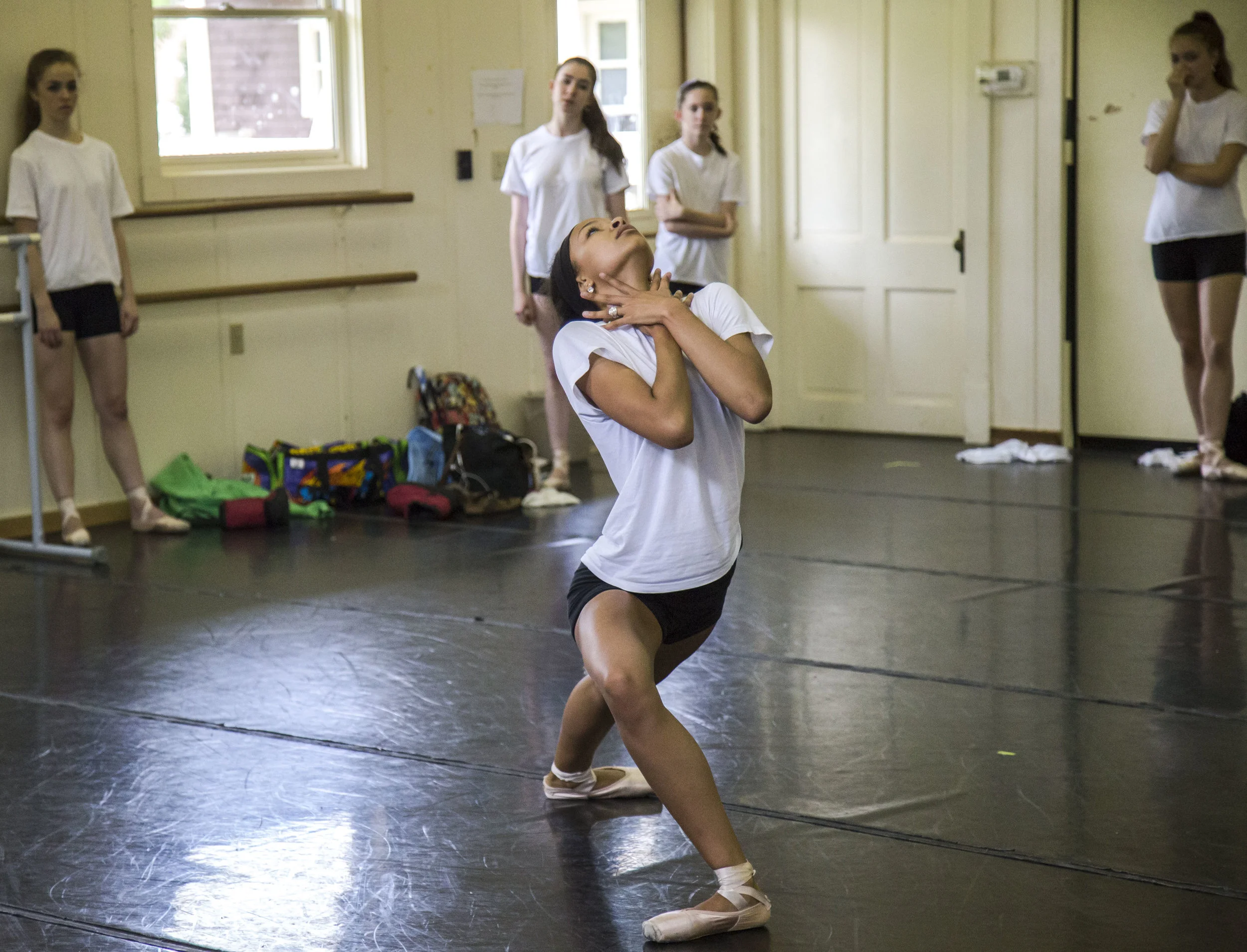  Kali Oliver, 16, rehearses her solo in her classmate,&nbsp;Samuel Painter's original piece "Village of Broken People". The students participated in the Student Choreographic Workshop for the Dance school at the Chautauqua Institution.&nbsp;"I feel l