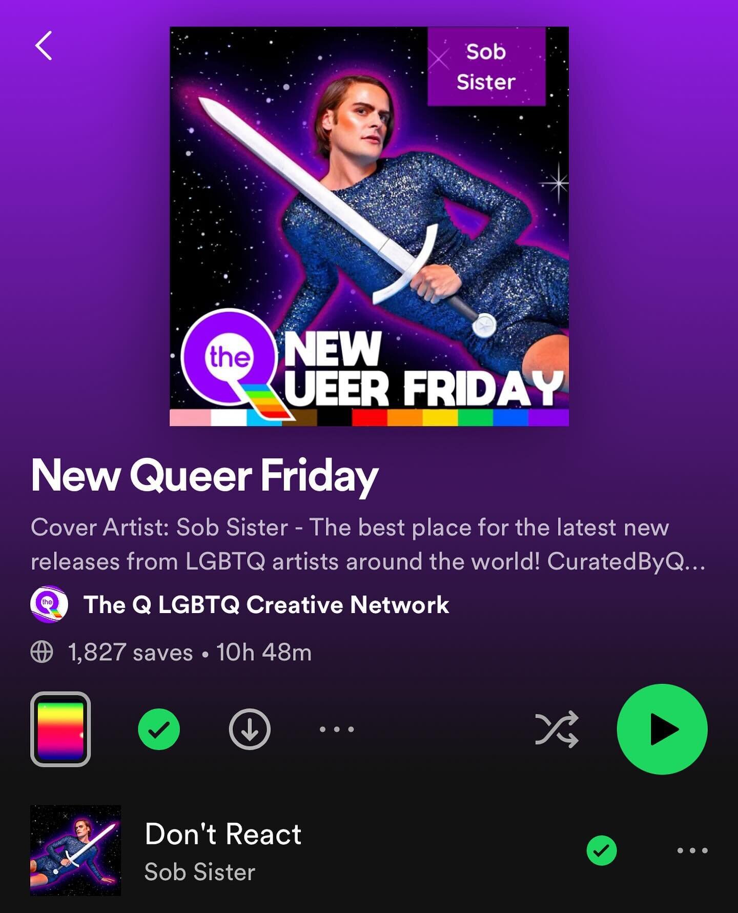 Thank you @theqreviews for featuring &ldquo;Don&rsquo;t React&rdquo; on your New Queer Friday Spotify playlist. There are so many other great artists featured- head over to their bio to check it out!