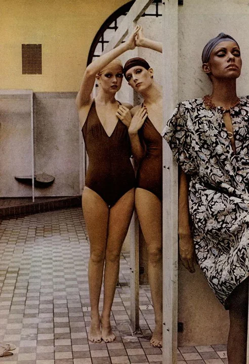Theres More to a Bathing Suite Than Meets the Eye, Chris Royer, Jaan Stehens, Yasmine and Unknown Models, Deborah Turbeville, Vogue May 1975