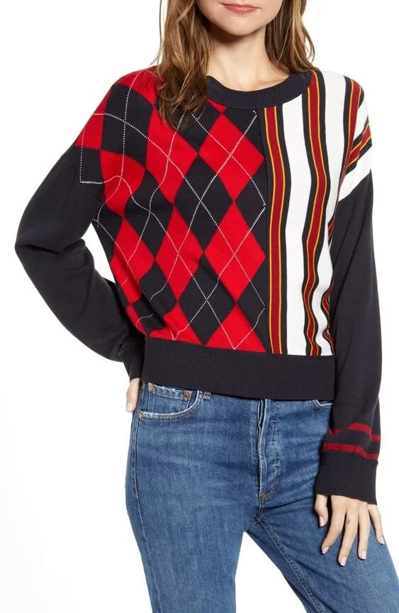 Split Motif Oversized Sweater, Tommy Hilfiger White Label, Fall 2019
