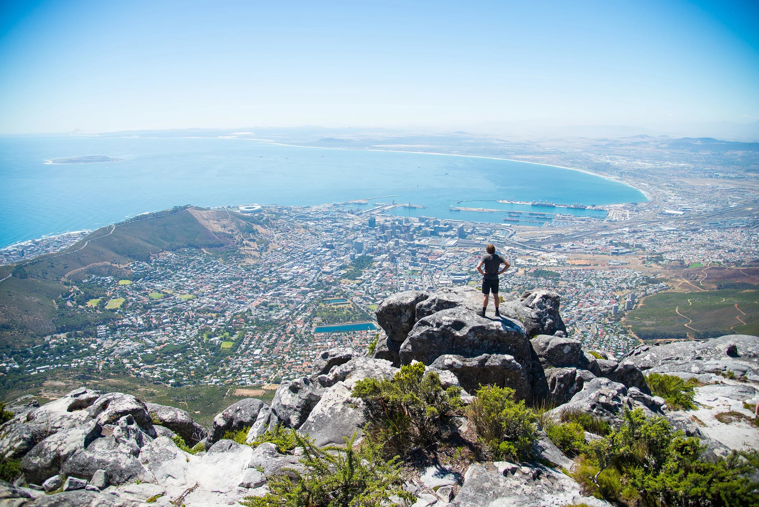 Michael Taras looks out over Capetown, South Africa from Table Mountain.