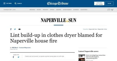 Lint build-up in clothes dryer blamed for Naperville house fire