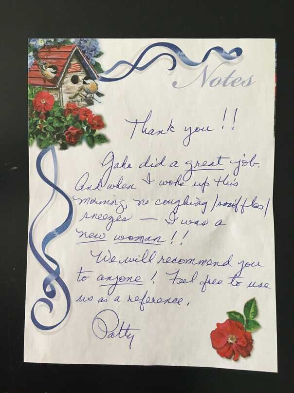 A note from a recent happy customer…