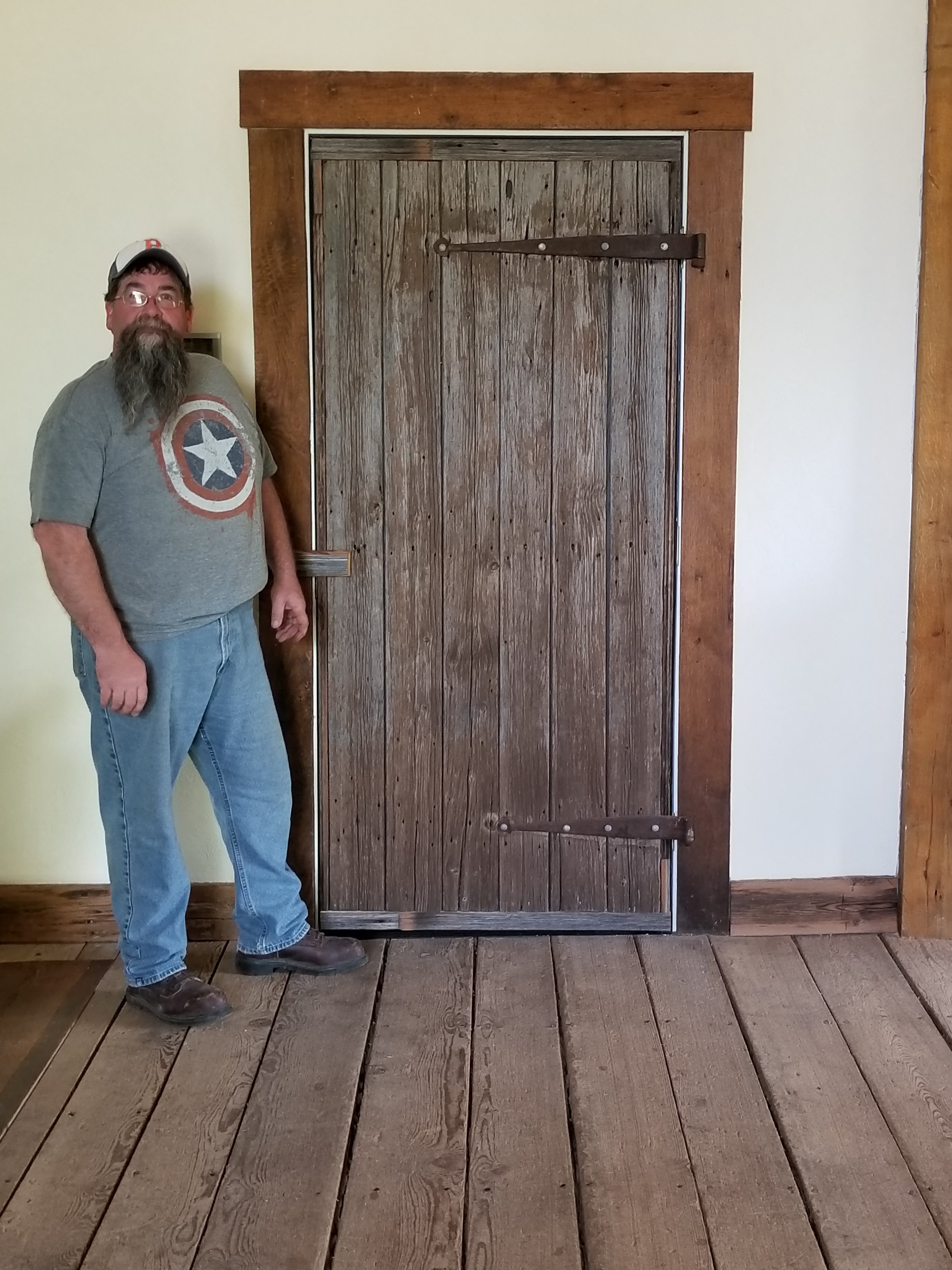 Project manager Russell Turner, with new door