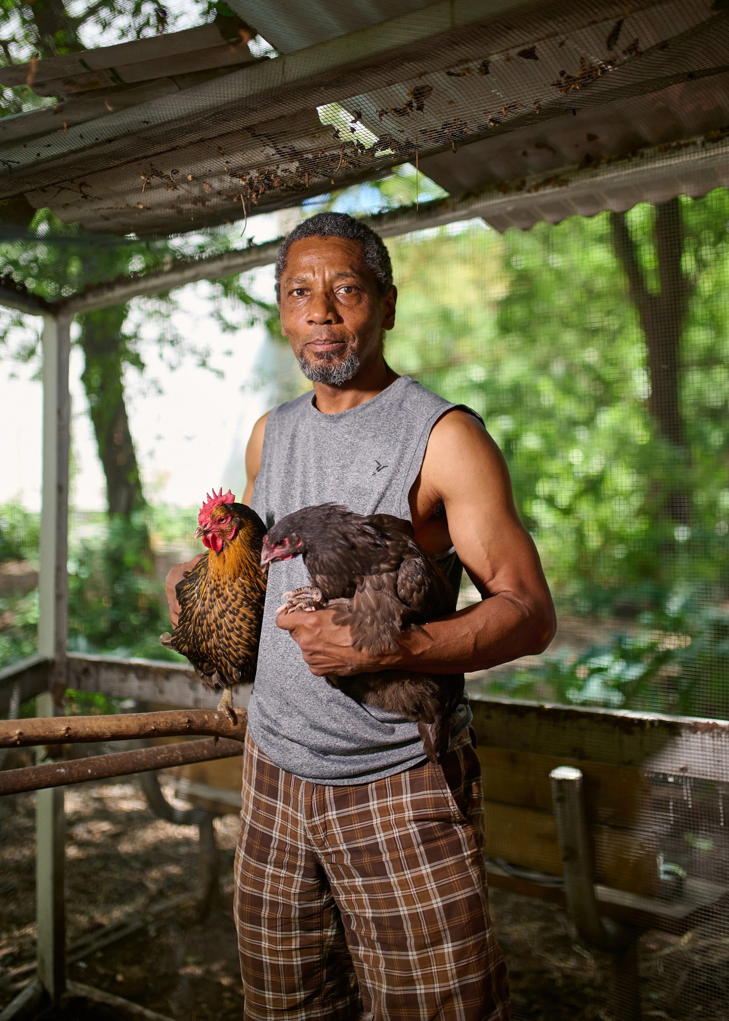 It's a place that reminds me of my childhood growing up in Alabama and visiting and working on my cousin's farm. I really enjoy the chickens. My grandmother had chickens in our backyard. My cousin had chickens on the farm. My first job on a farm was 