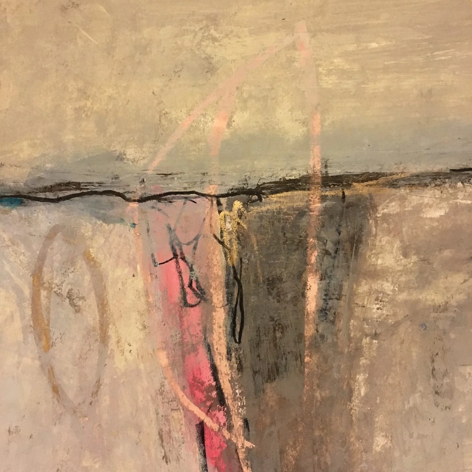   Poco a poco  12x12 in. | acrylic, pastel &amp; charcoal on paper 