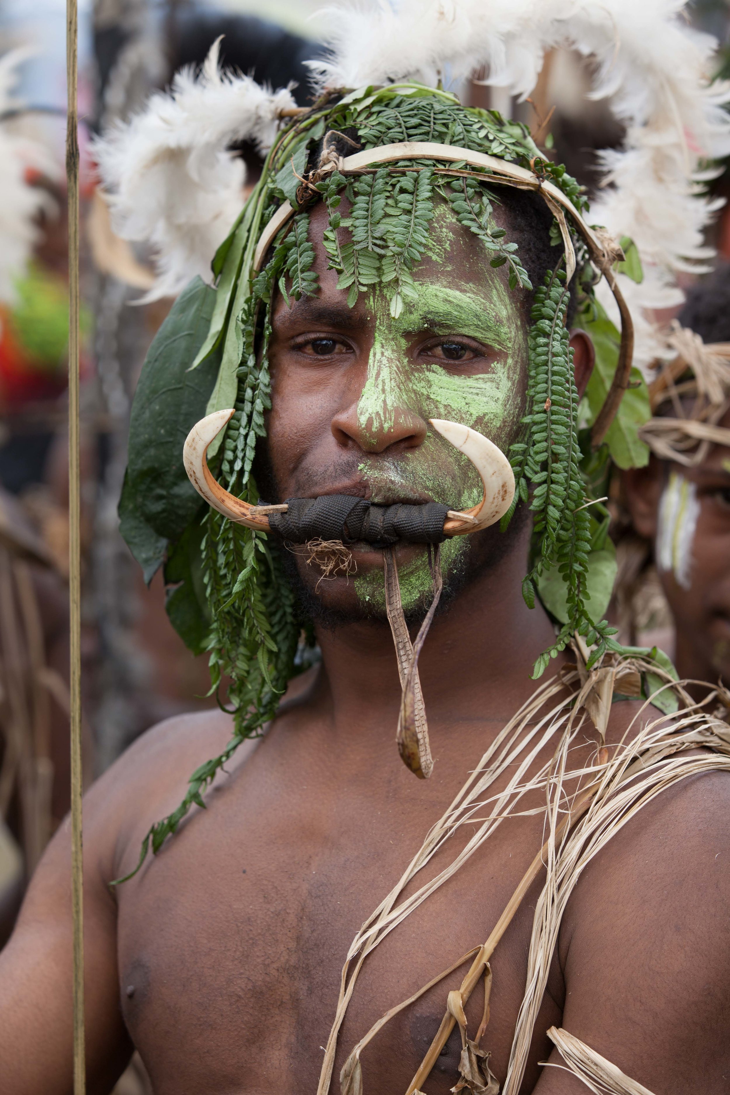 Boar's tusks complete the look. Goroka