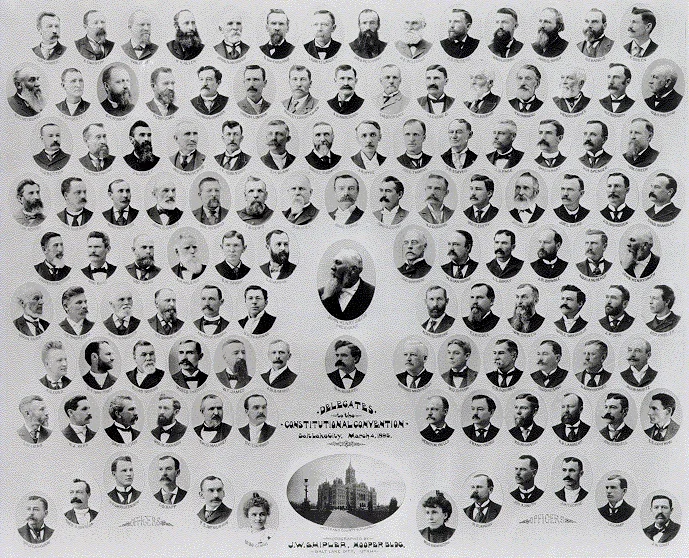 [Delegates to the Constitutional Convention, 1895. The two women were convention clerks