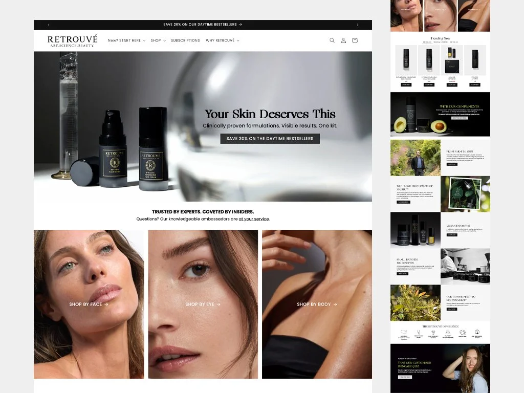 Retrouvé Homepage Design