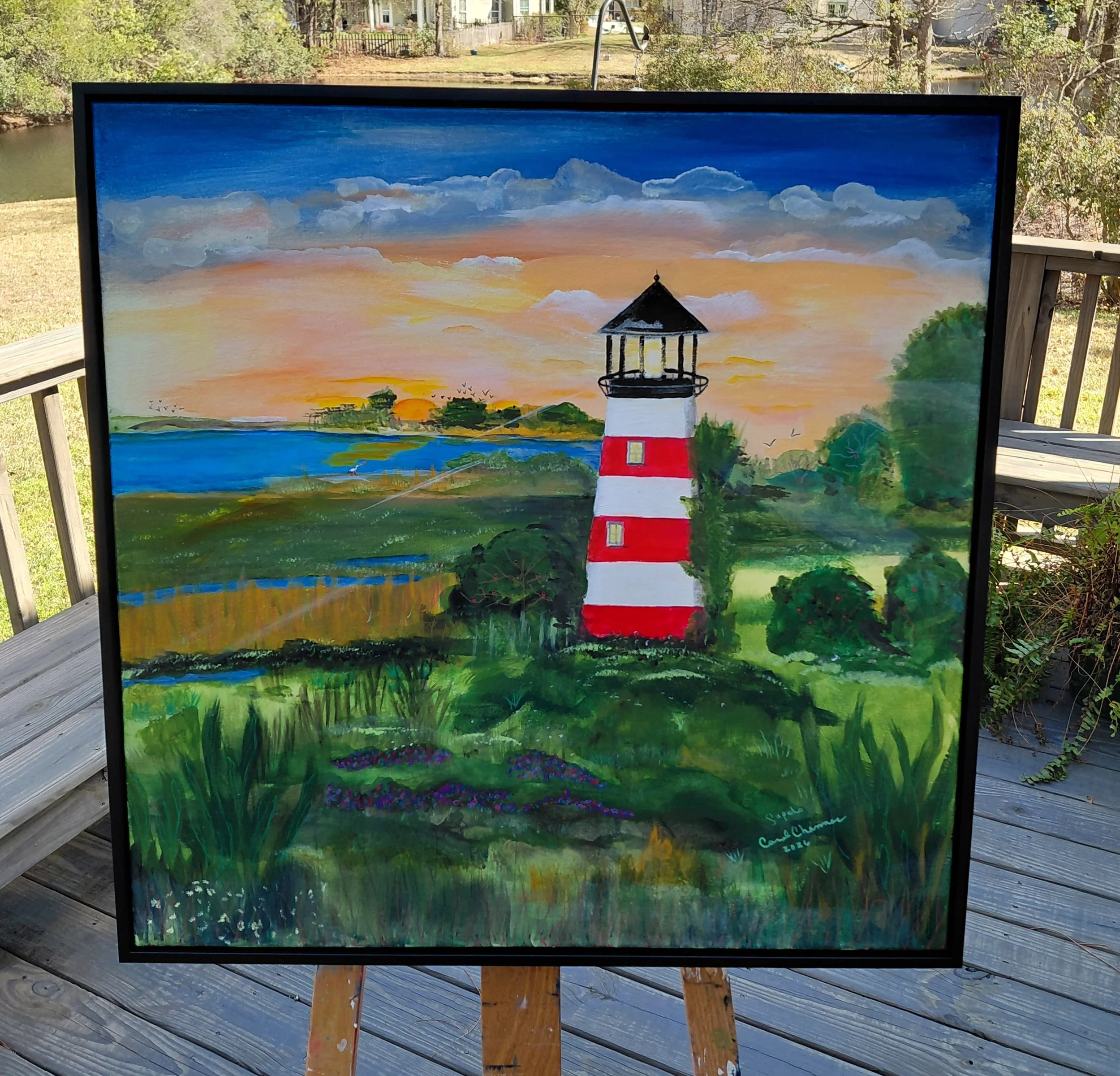 Copy of Sapelo Lighthouse by Carol Channer framed - carolchanner.jpg