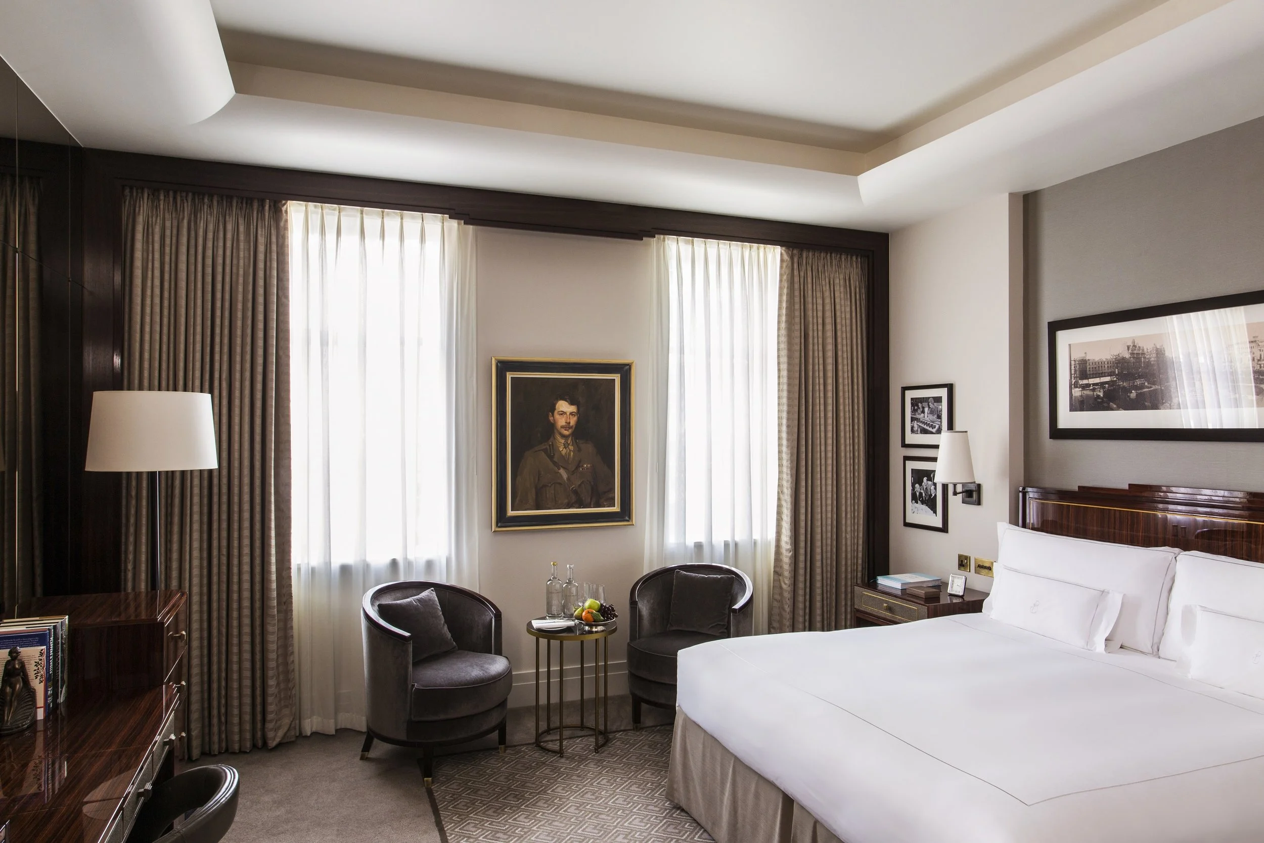Rooms are spacious, with a subdued color palette and lots of original art