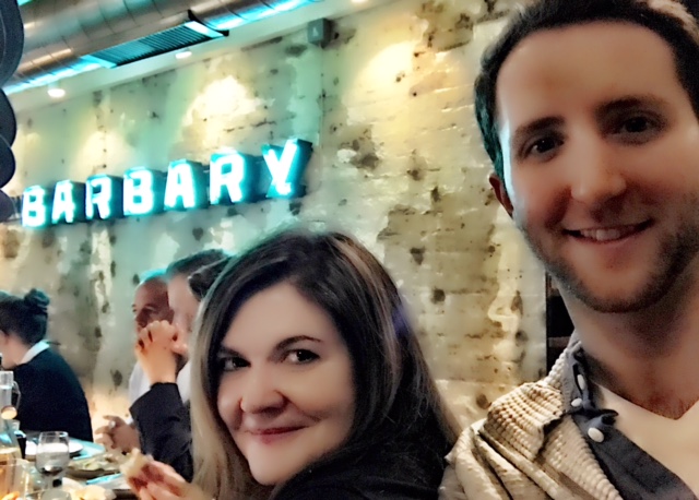 Counter top dining at Barbary; here I am with my nephew Christian who lives in London