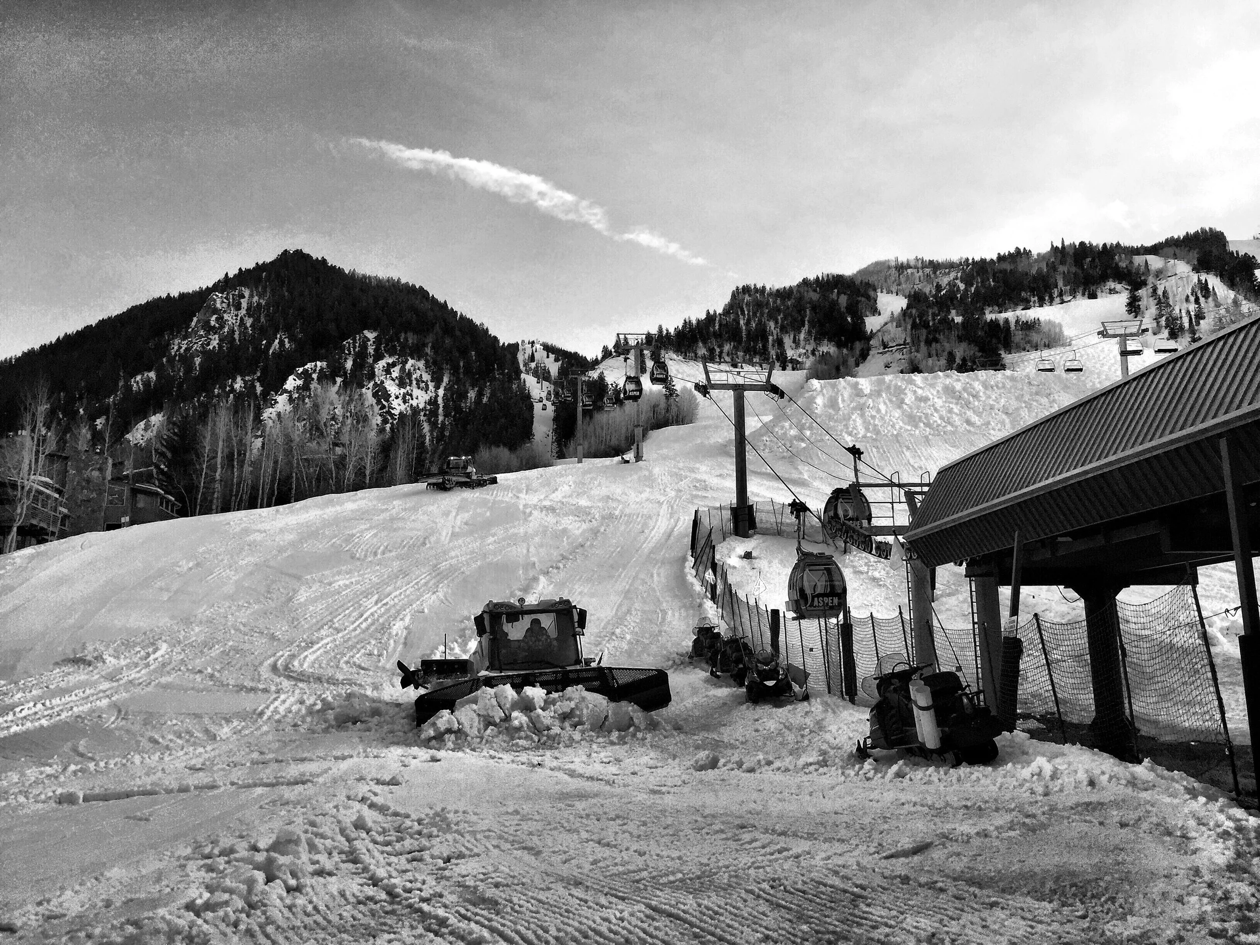 the snow groomers will continue into the night, turning the afternoon’s slush into tomorrow’s corduroy janet O’Grady