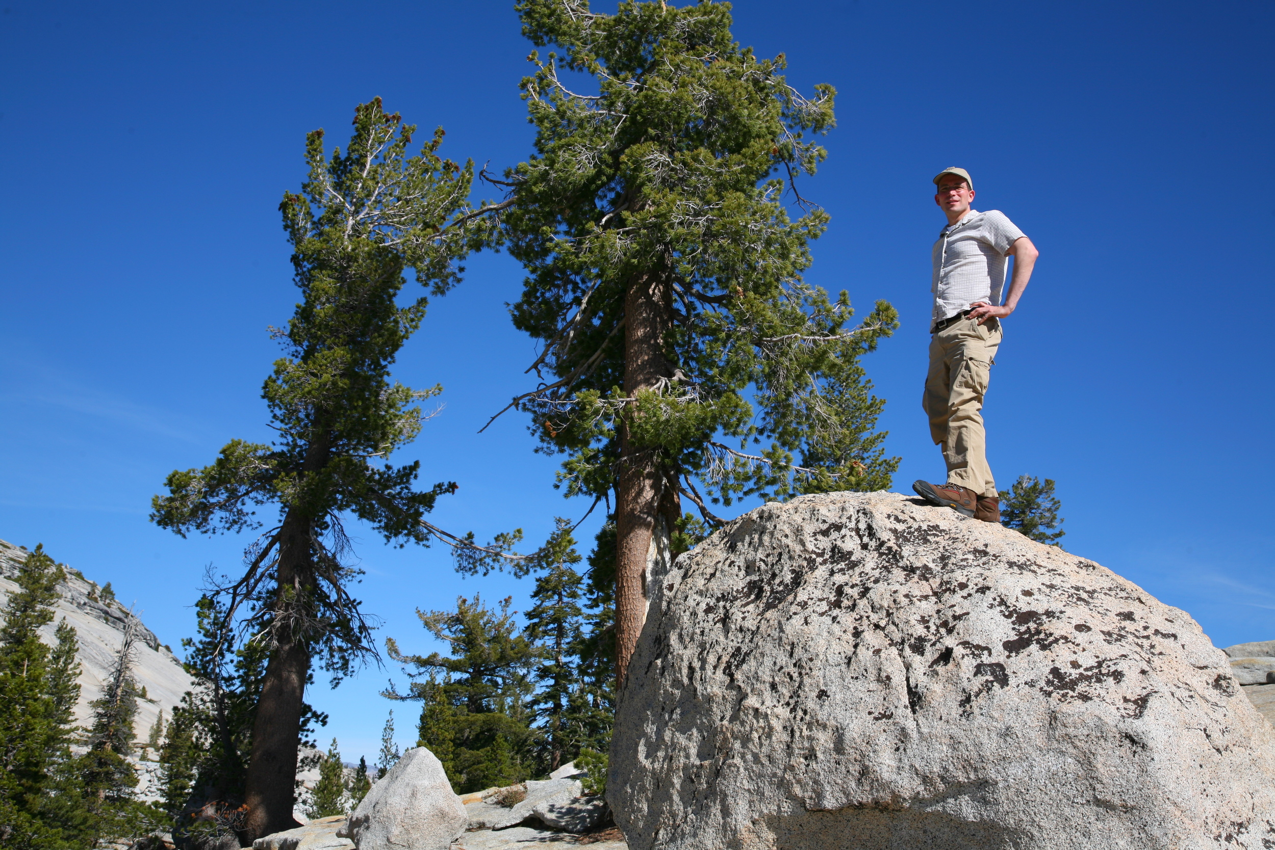  Trying to look accomplished after climbing a small boulder 