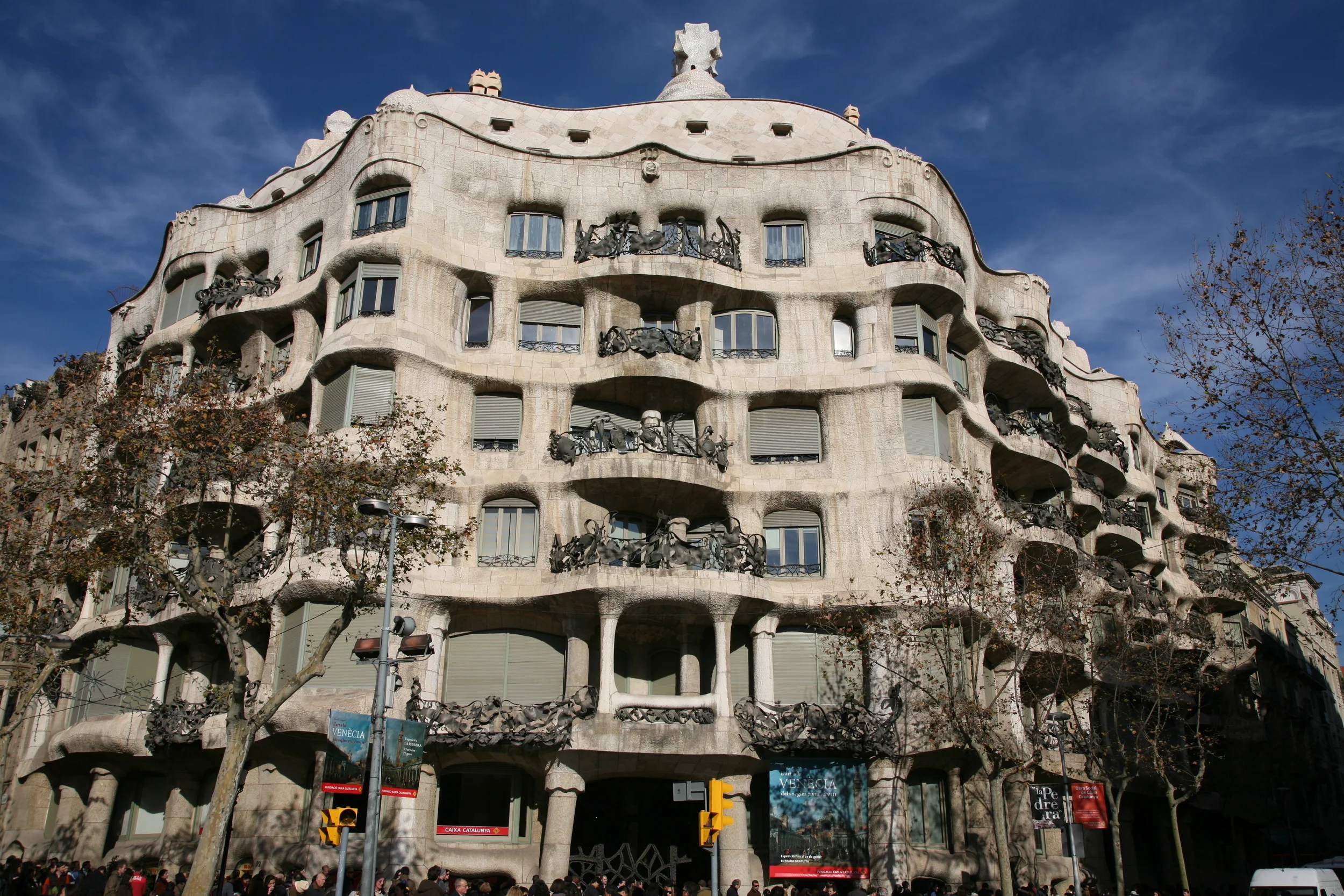  Gaudi’s La Pedrera with crowds lined up for hours... we pass right by and will return later 