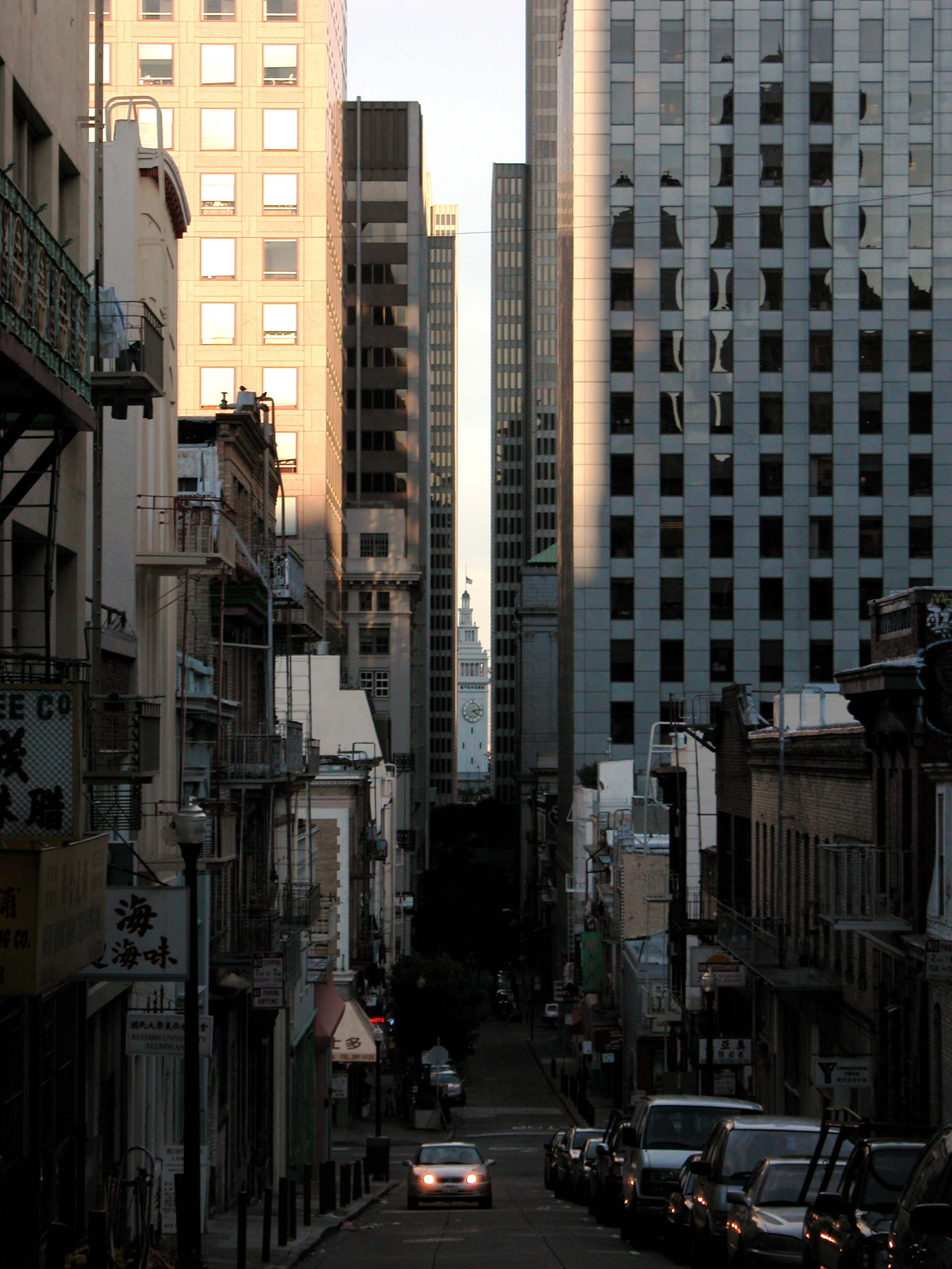  The Ferry Building, barely visible through Financial District skyscrapers 