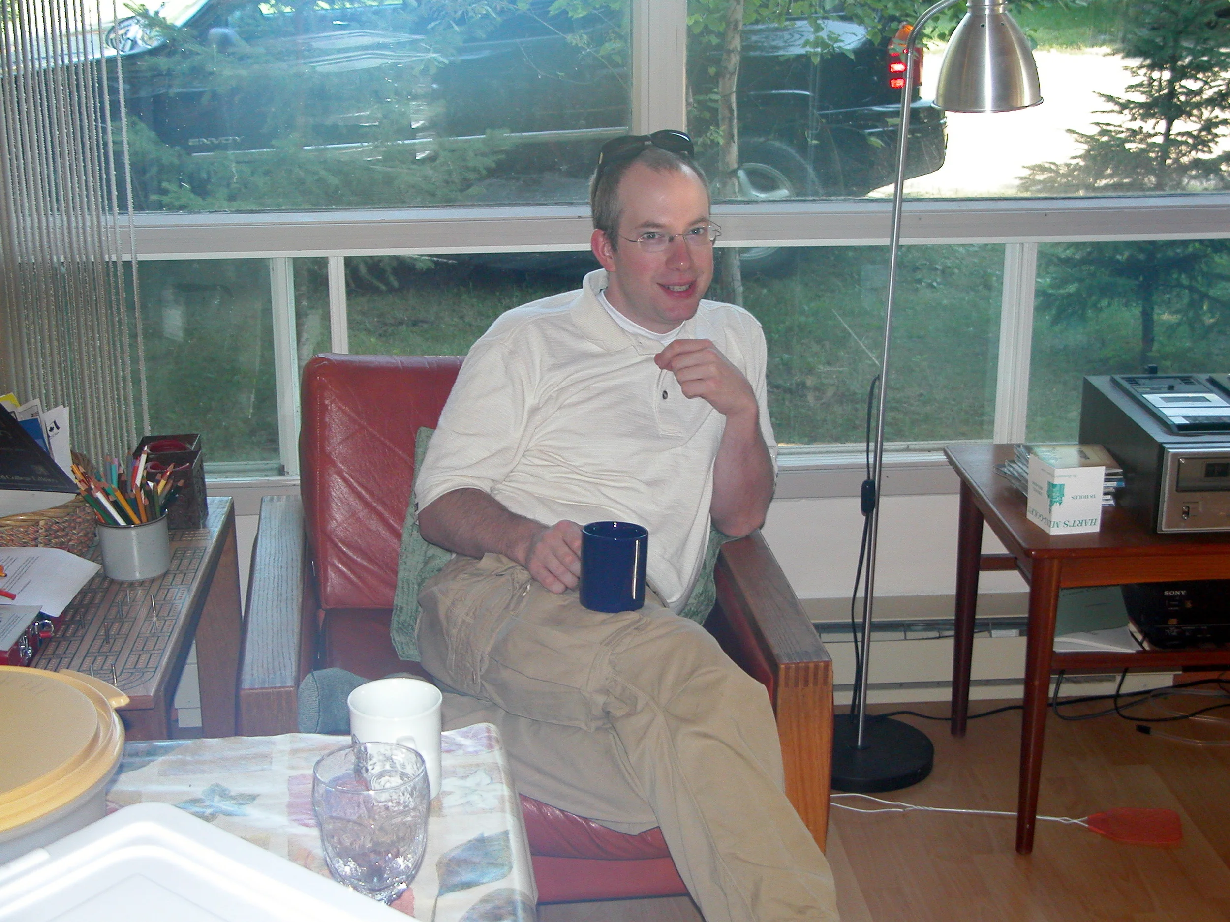 Tom with his morning tea at Ernie and Beatrice’s cottage 