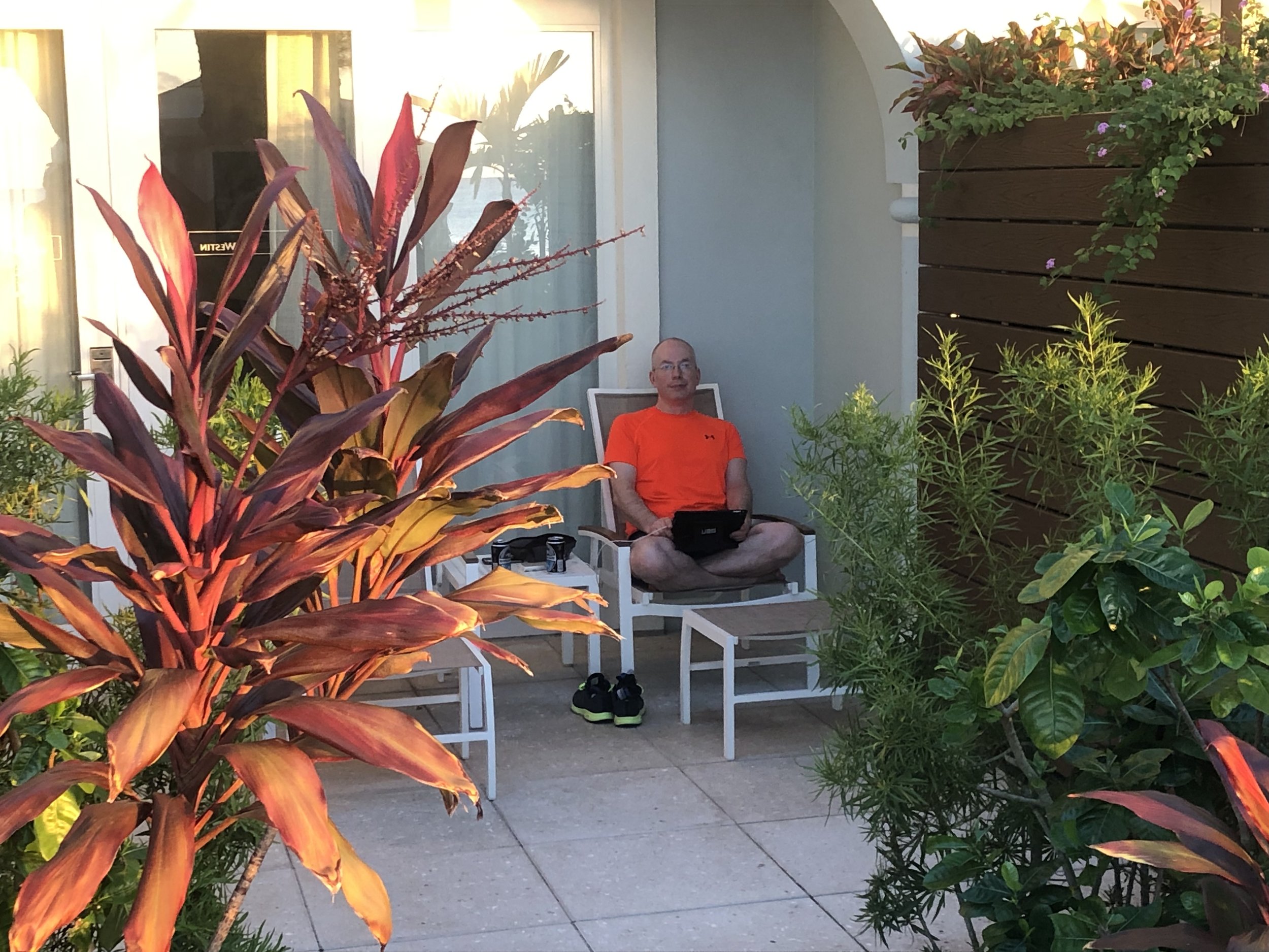  Tom relaxing outside our room 
