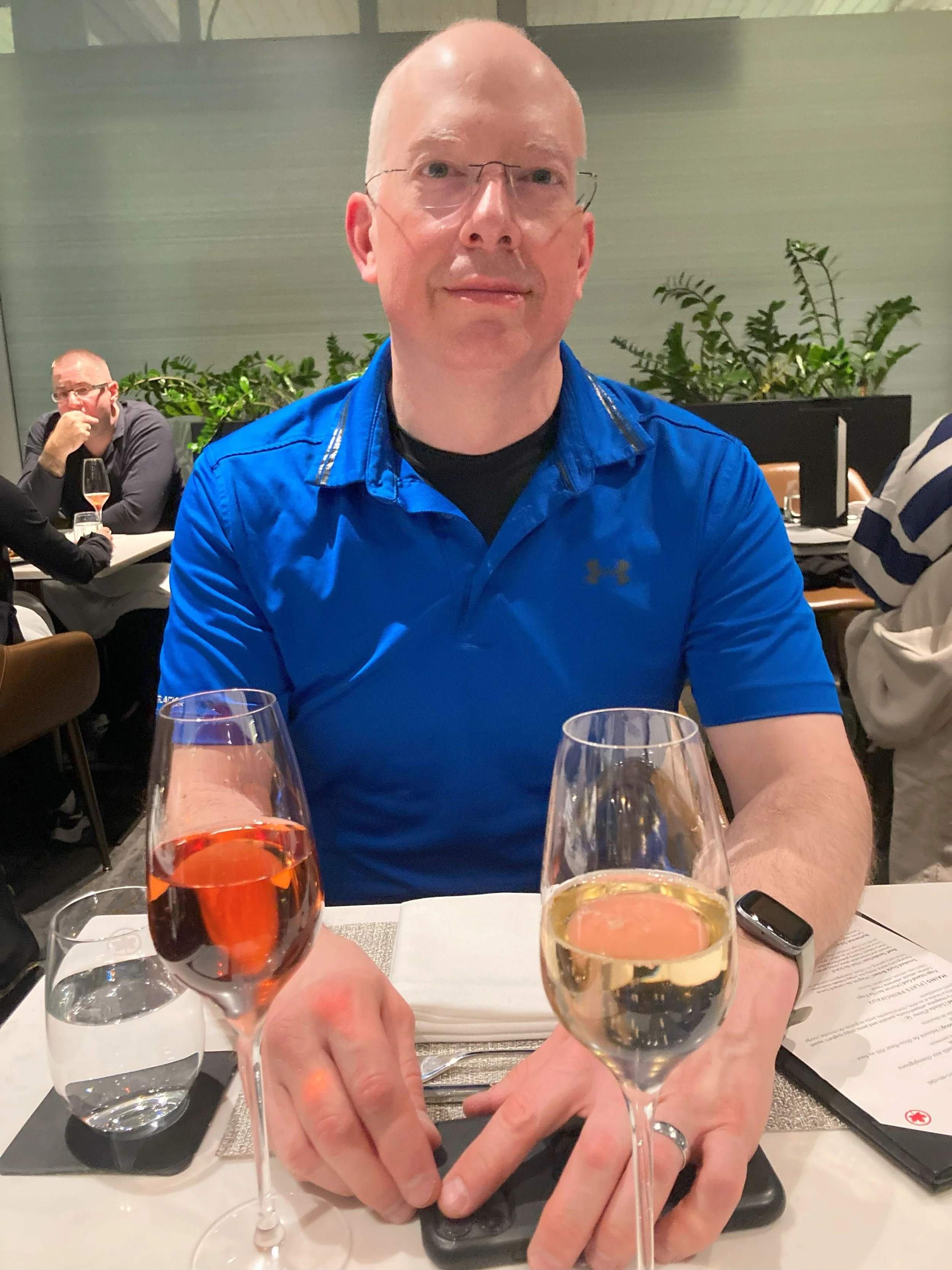  Pondering the menu over champagne 