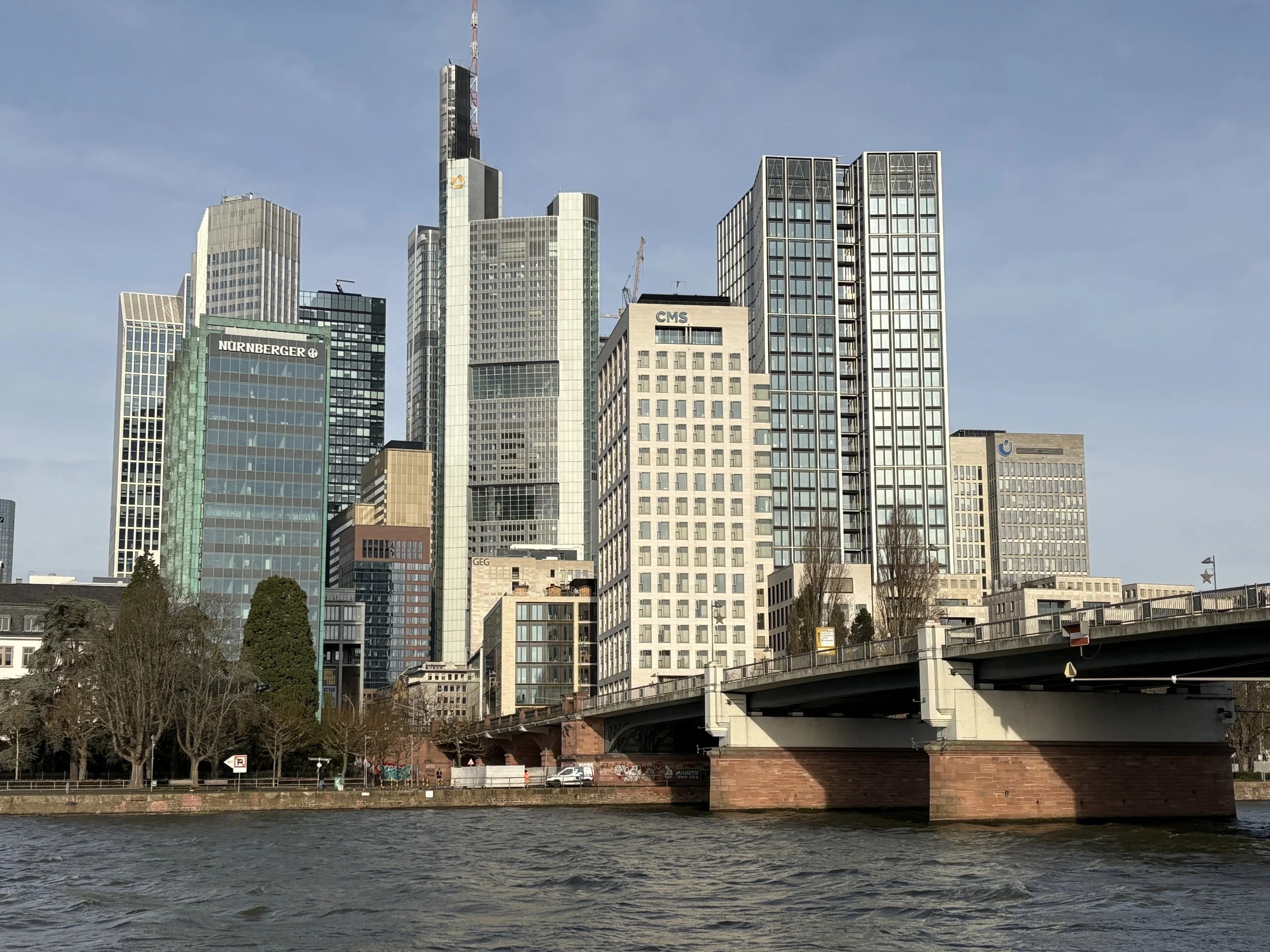  Looking back at the financial district from across the Main River 