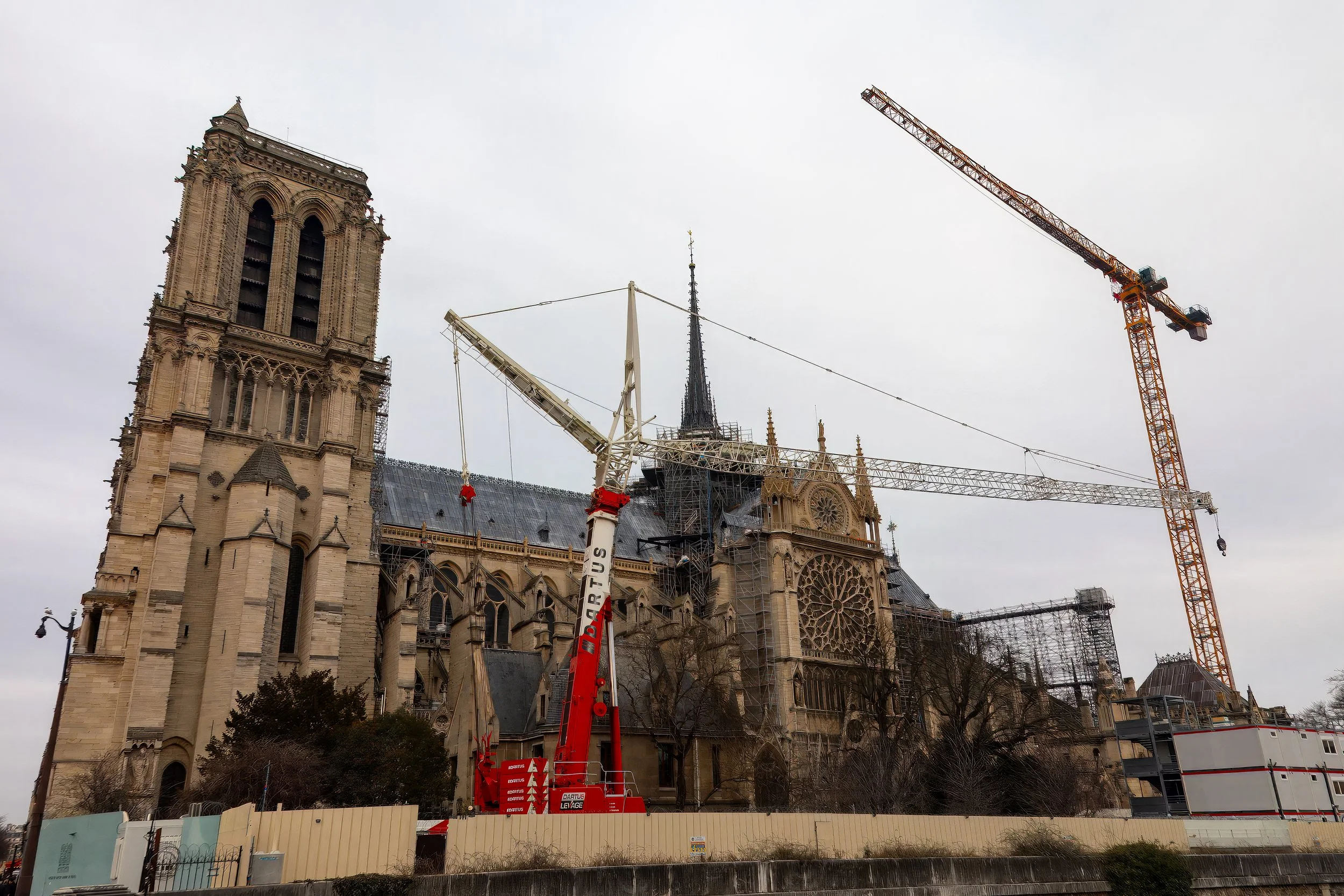  Checking out the exterior progress on the Notre Dame rebuild.  Although the cathedral is open again, the construction is definitely not done 