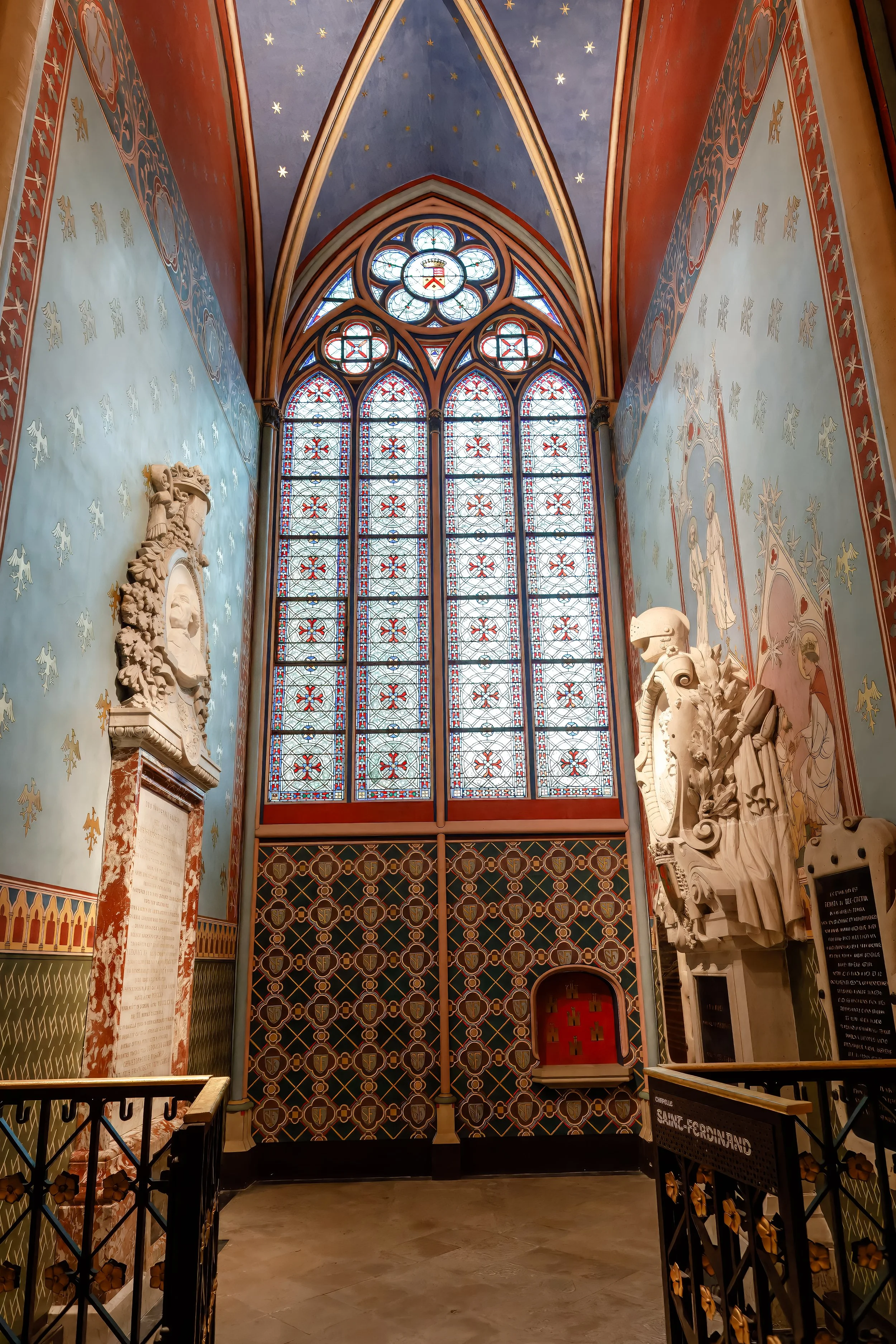  The chapel, with restored fresco and stained glass 