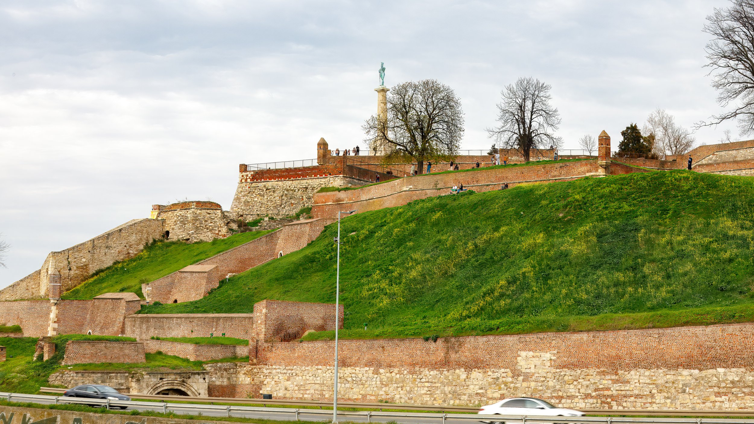  Looking up at Belgrade Fortress that overlooks were the Sava River forks from the Danube 
