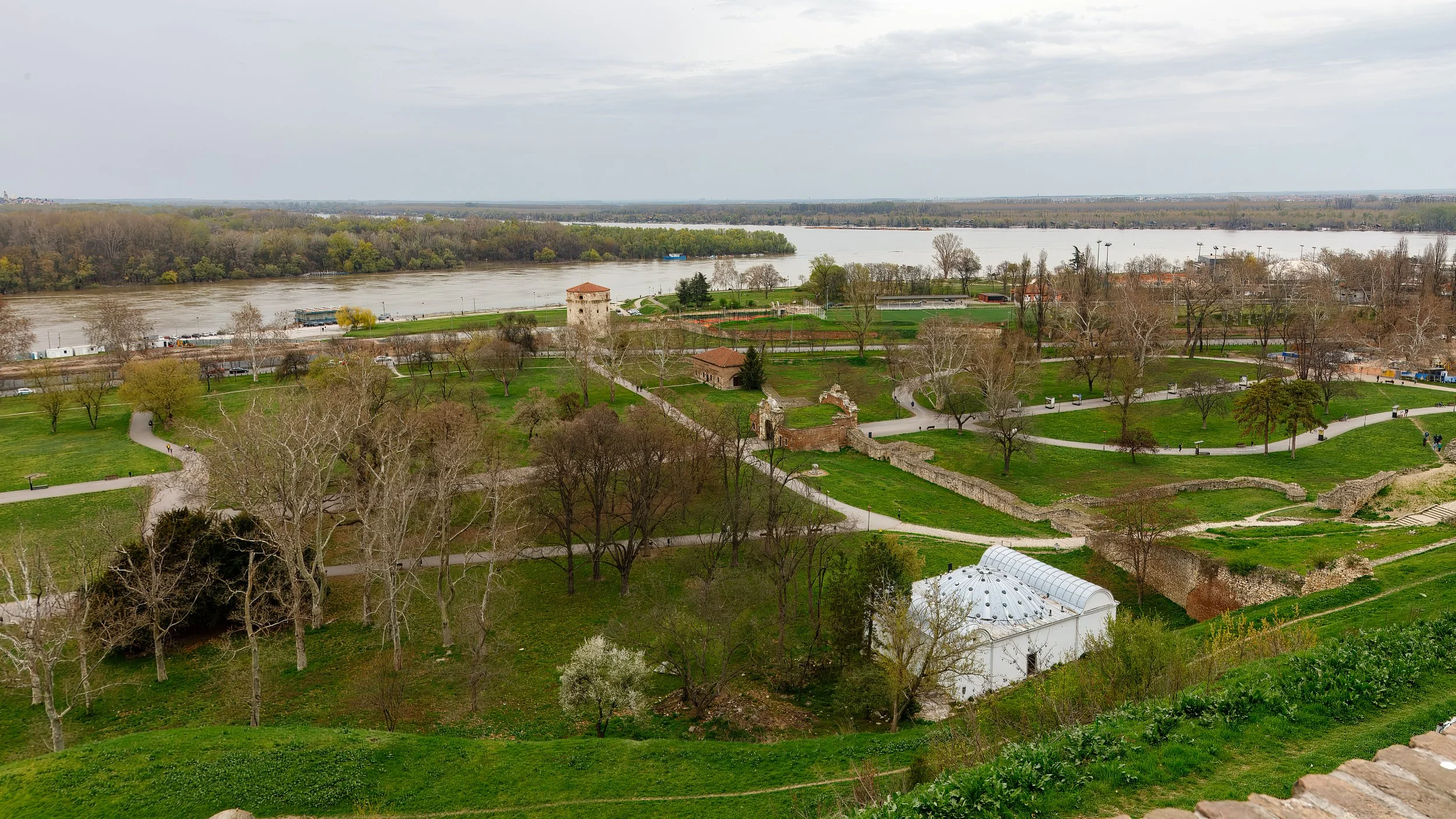  Looking down to Kalemgdanski Park and the Sava flowing into the Danube 
