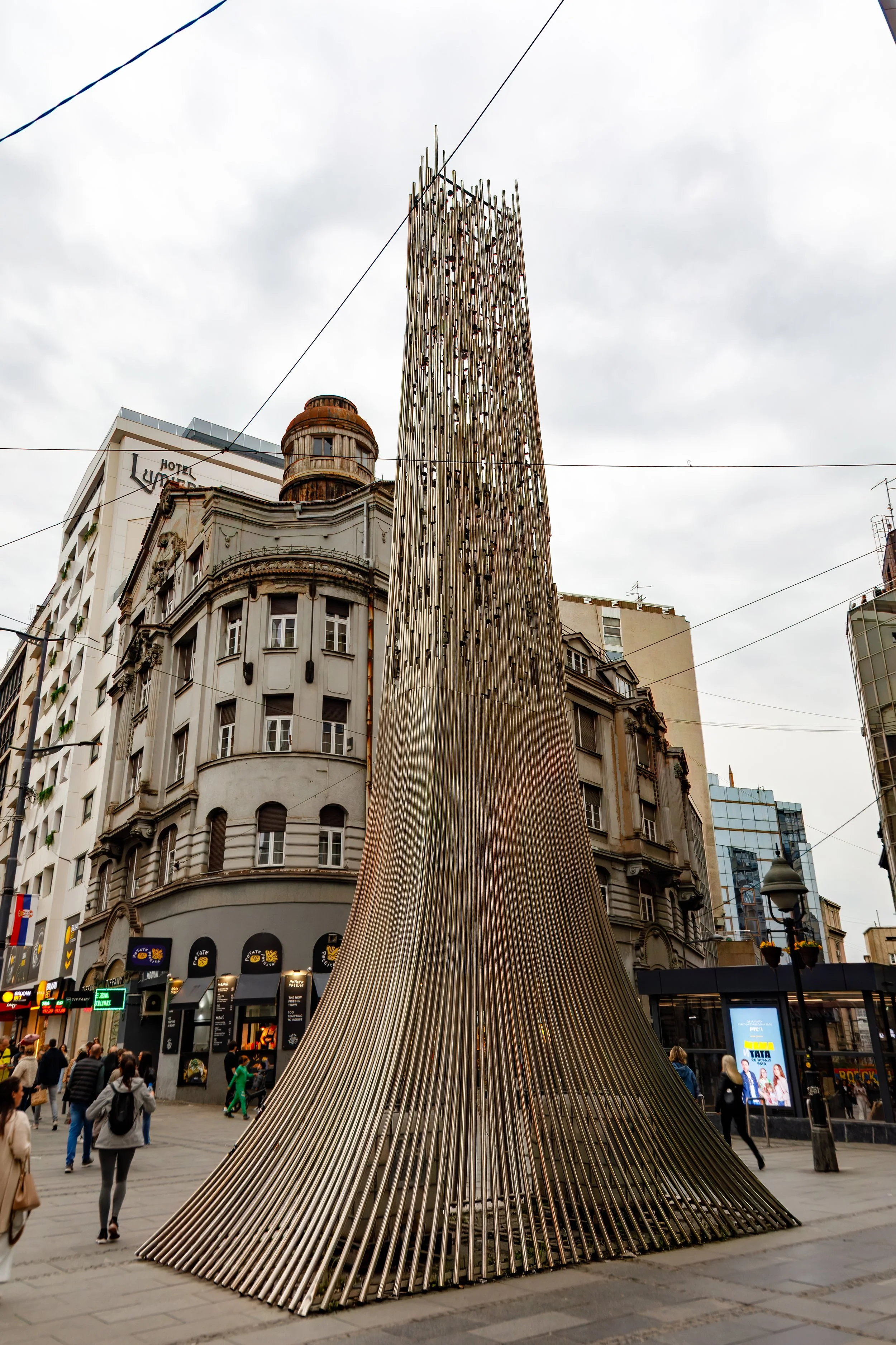  At the other end of the pedestrian street a temporary art installation created by students from the Serbian Academy of Sciences and Arts&nbsp; 