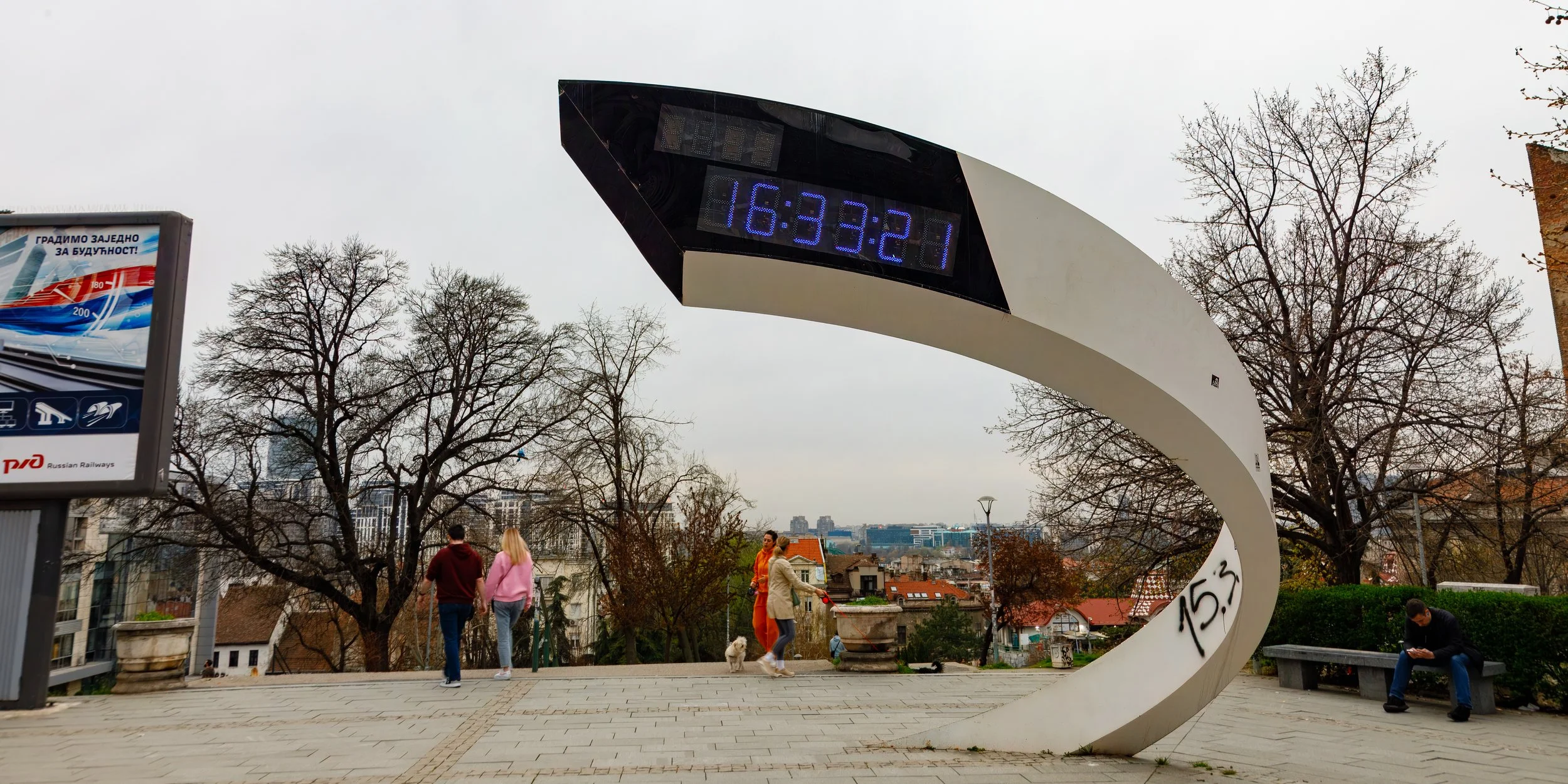  Modern Digital Clock also in Terazije Square looks down on the lower city was originally an Olympic countdown clock, repurposed with the current time 