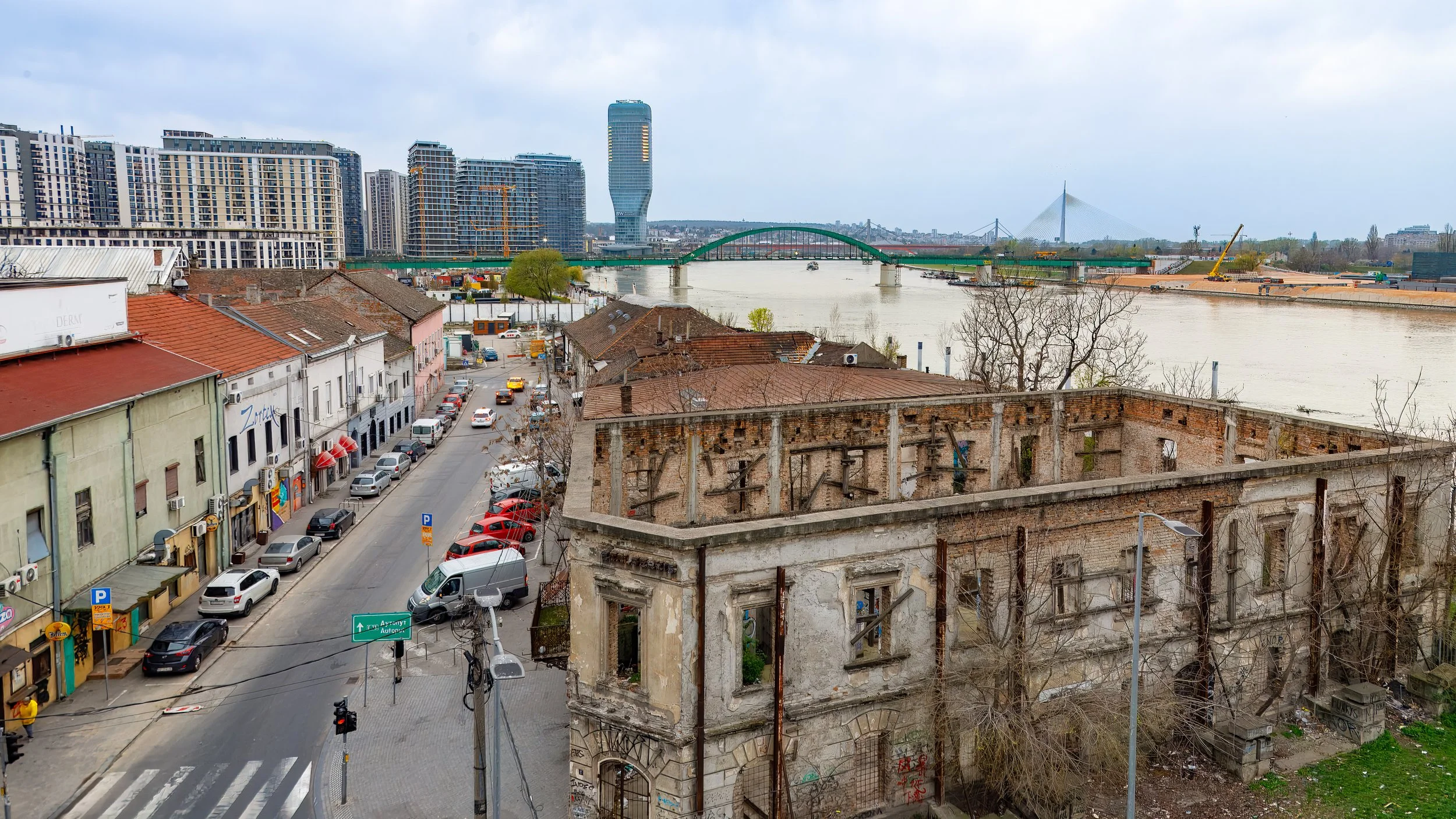  The standing facade remains of the Spanish House sits just below the Gazela Bridge 