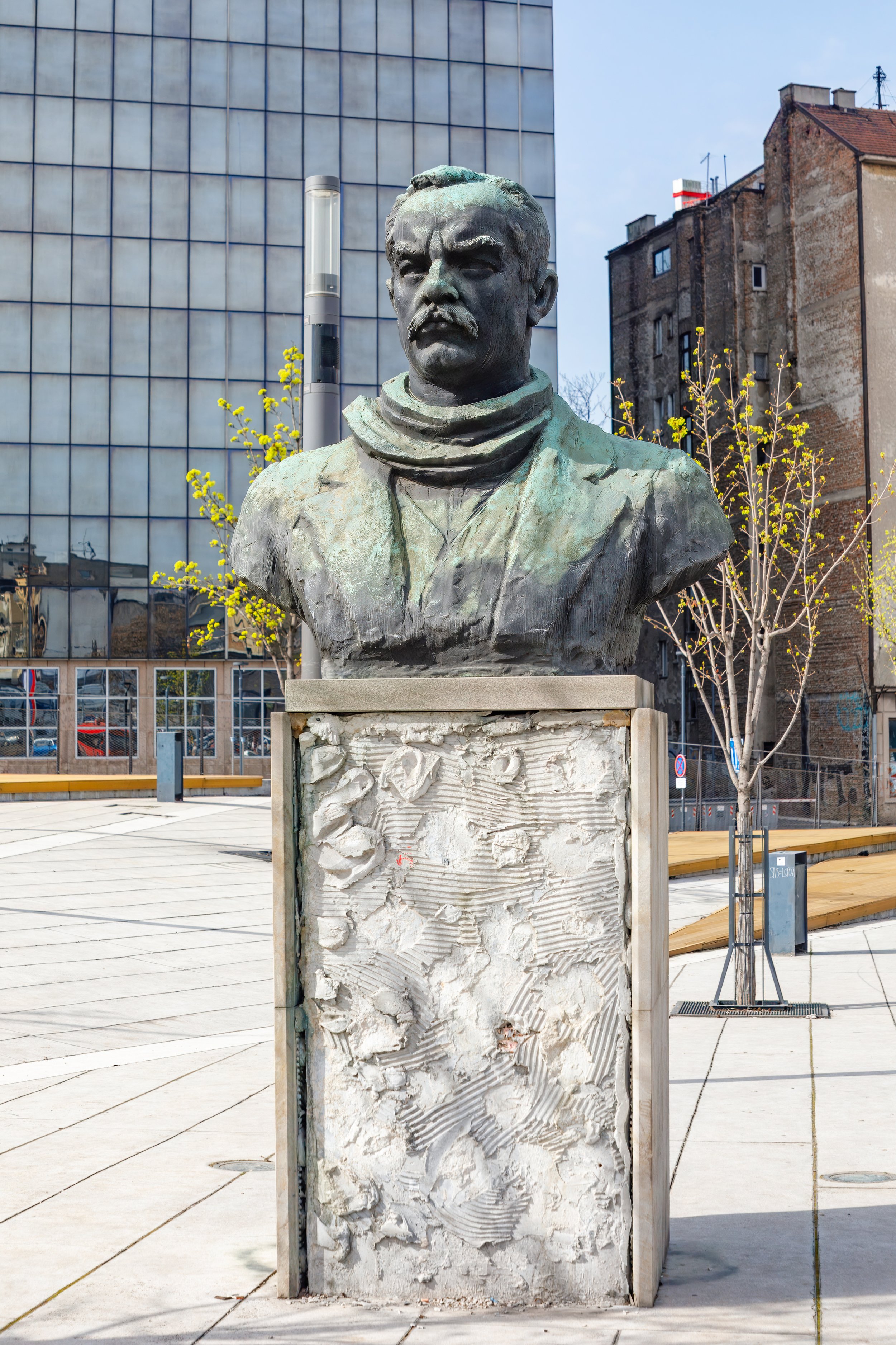  In  Slavija Square , a monument to Dimitriije Tucovic, a key Serbian socialist leader and anti-war activist who died in WWI 