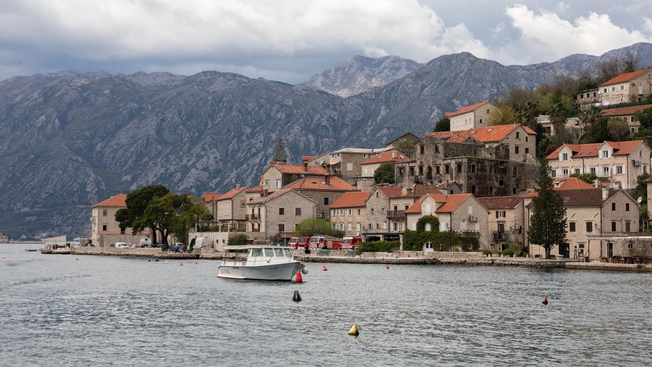  Final view of Perast with the black mountains 