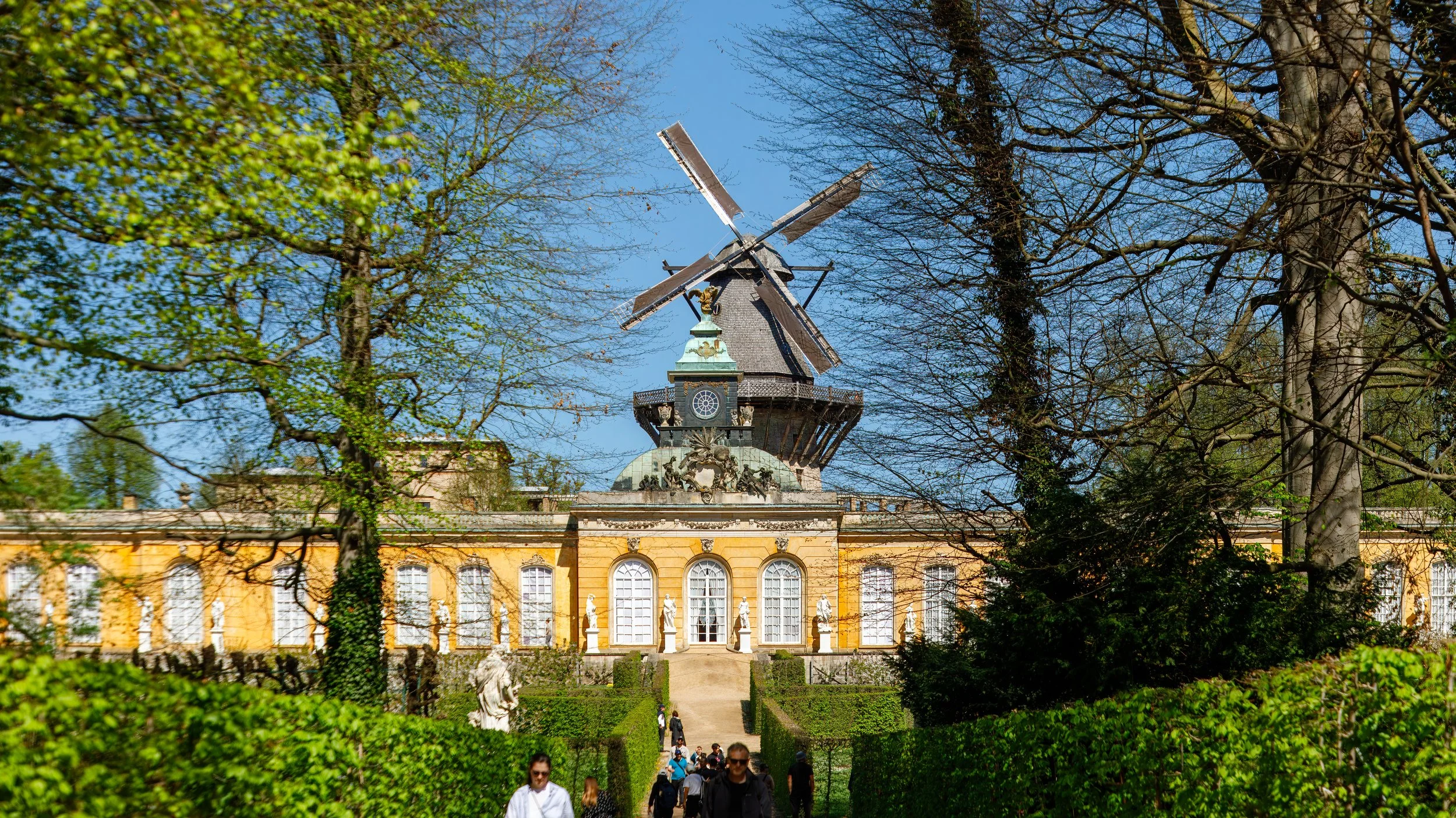  New Chambers flanked by a windmill is part of the ensemble of&nbsp; Sanssouci &nbsp;palace&nbsp; 