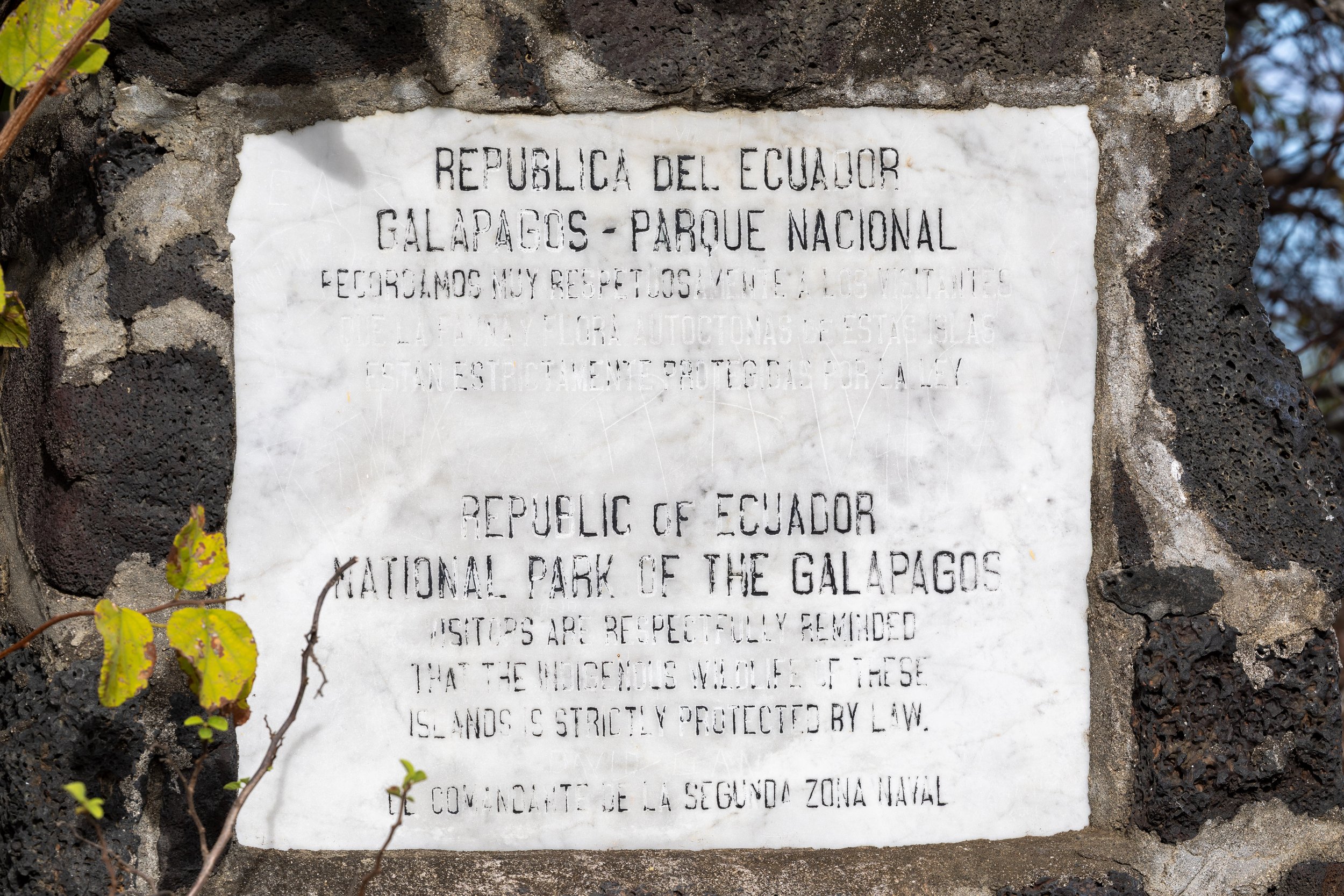  Historic plaque for Galapagos national park 