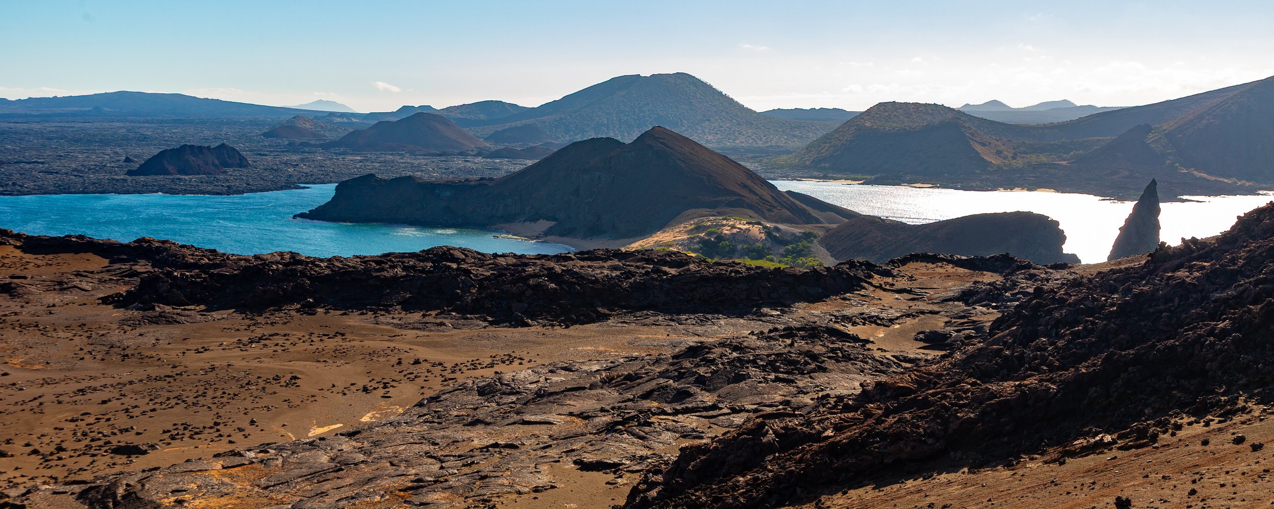  A great view of both Bartolome island across Sullivan Bay to Santiago Island and our morning hike 