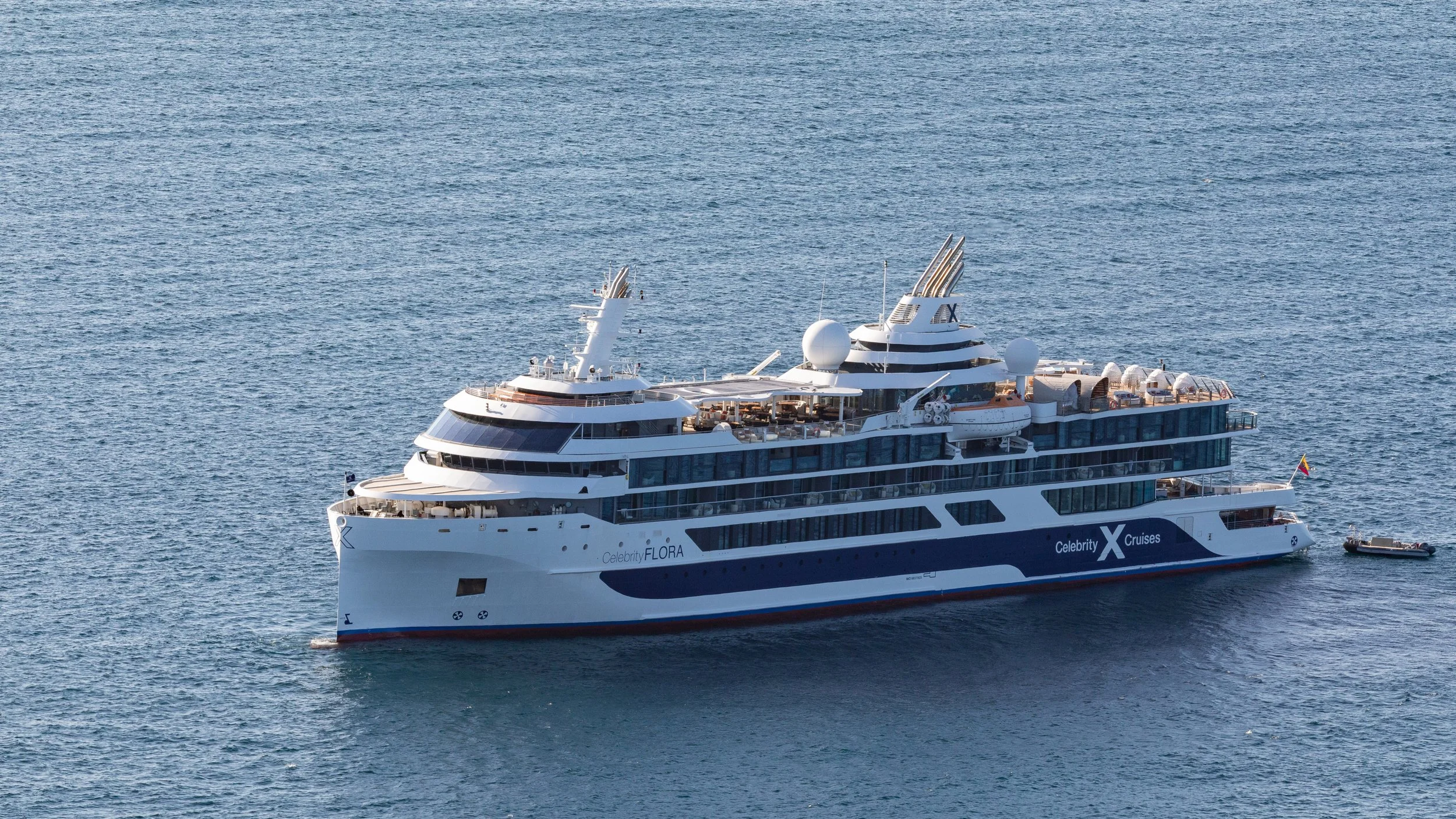  View of our ship from the summit 