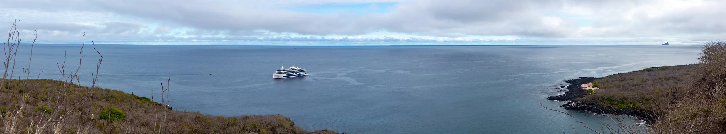  Our ship is anchored across the bay 