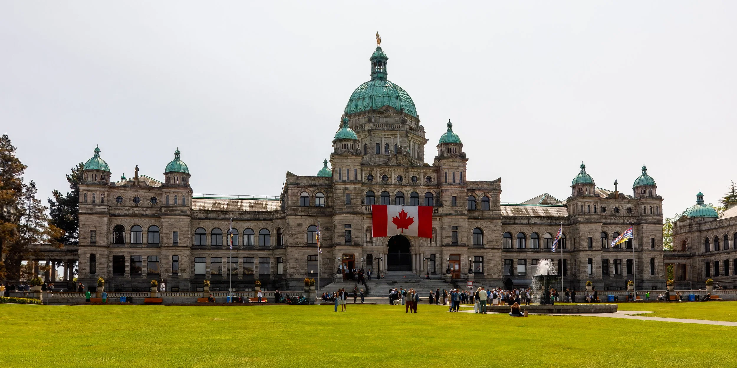  British Columbia Parliament Buildings with a new Canadian Flag 