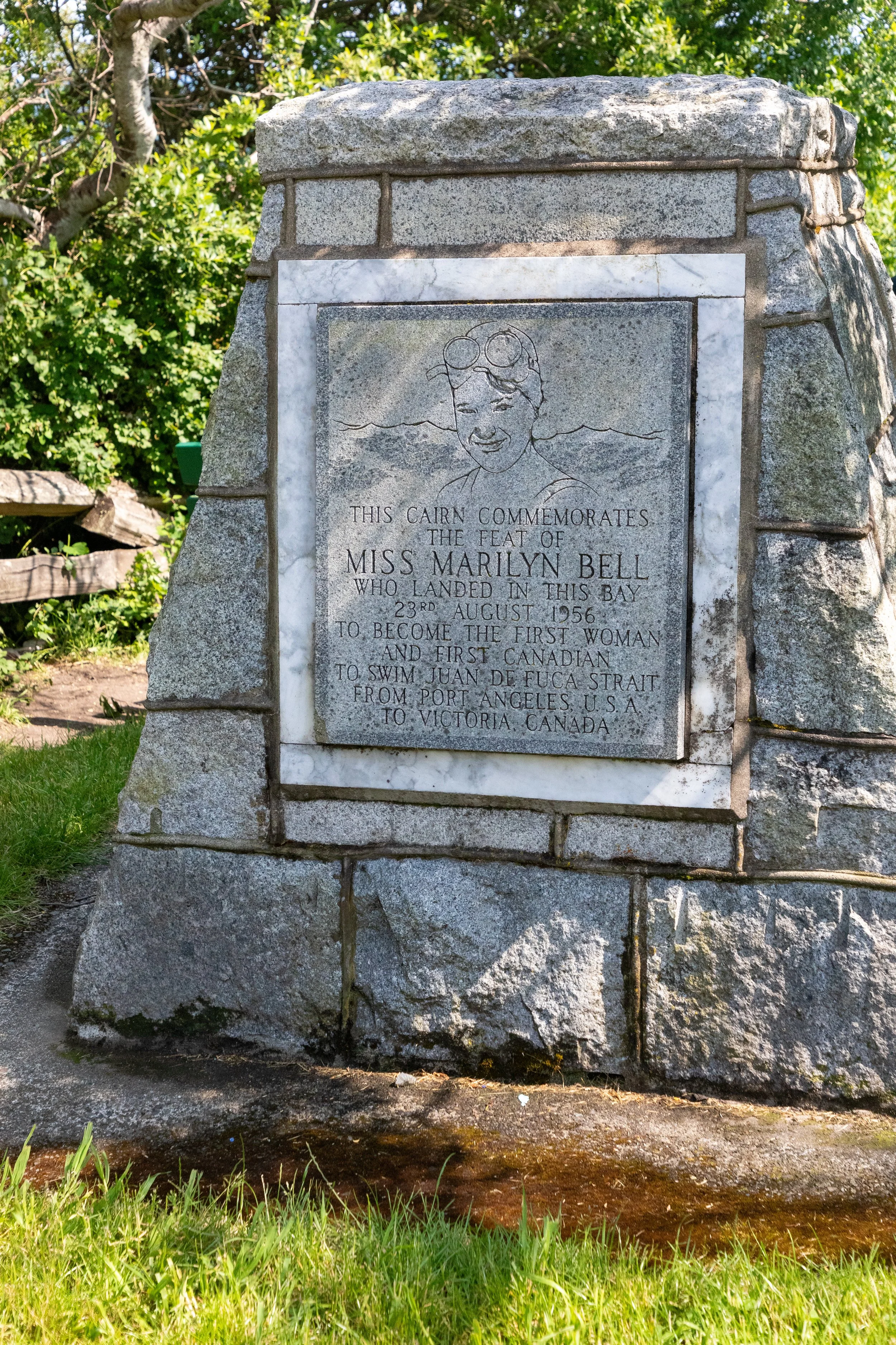  Memorial commemorating Torontonian swimmer Marilyn Bell’s crossing of the Juan de Fuca Strait to Port Angeles, WA  