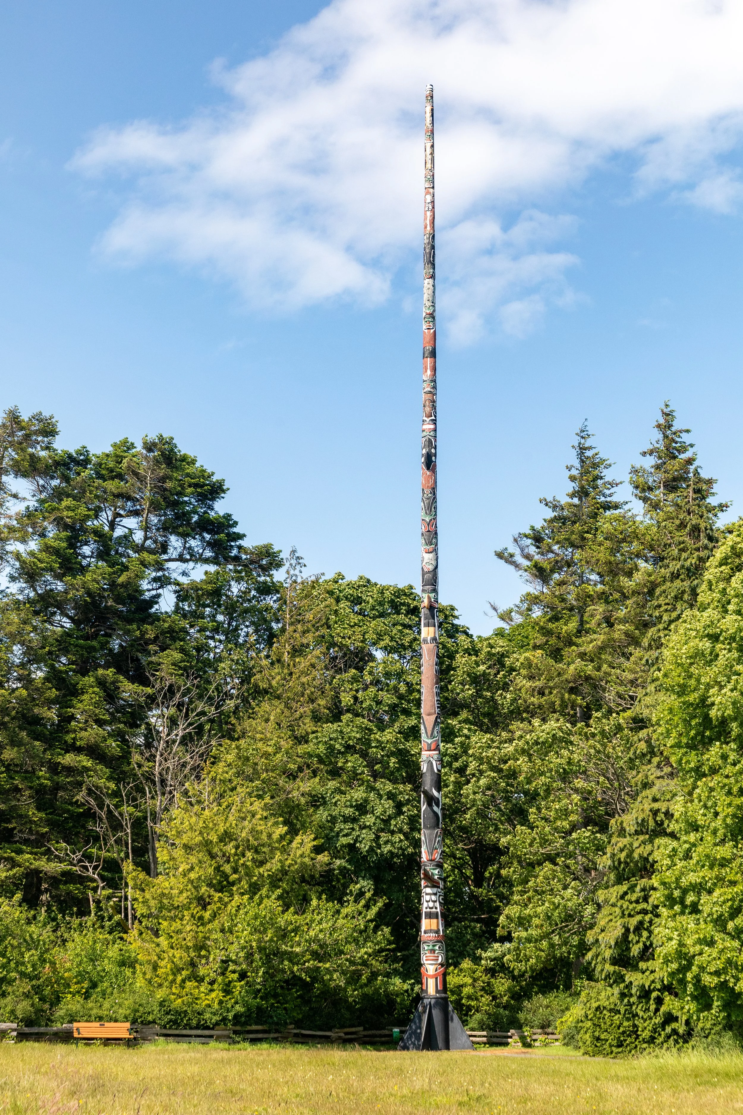  World's fourth-tallest (38.8m), and tallest freestanding, totem pole (1958) in Beacon Hill Park, carved from a single cedar tree 