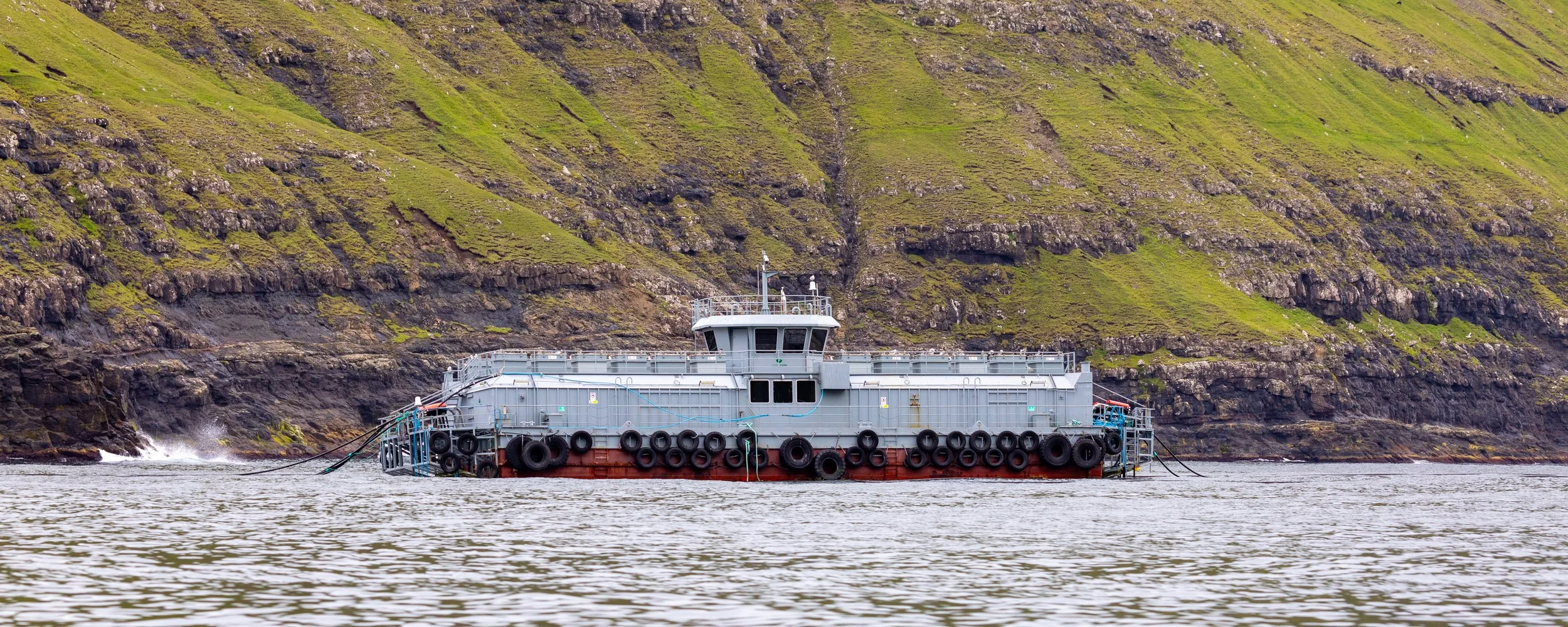  A feed barge to support farmed salmon, one of the key industries in the Faroe Islands 
