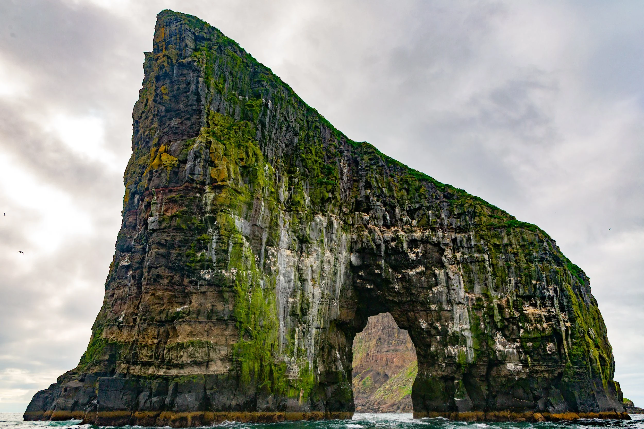  Well framed view of the Drangarnir hole in the rock 