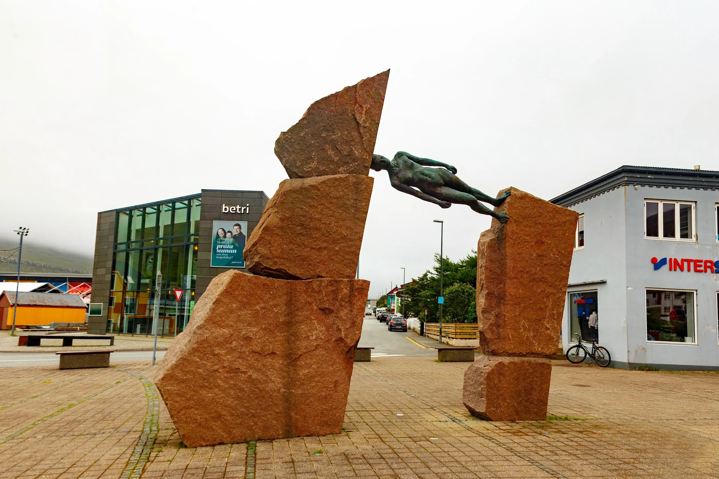  Bronze and granite sculpture, Fípan Fagra created by Faroese artist Hans Pauli Olsen in 2008 