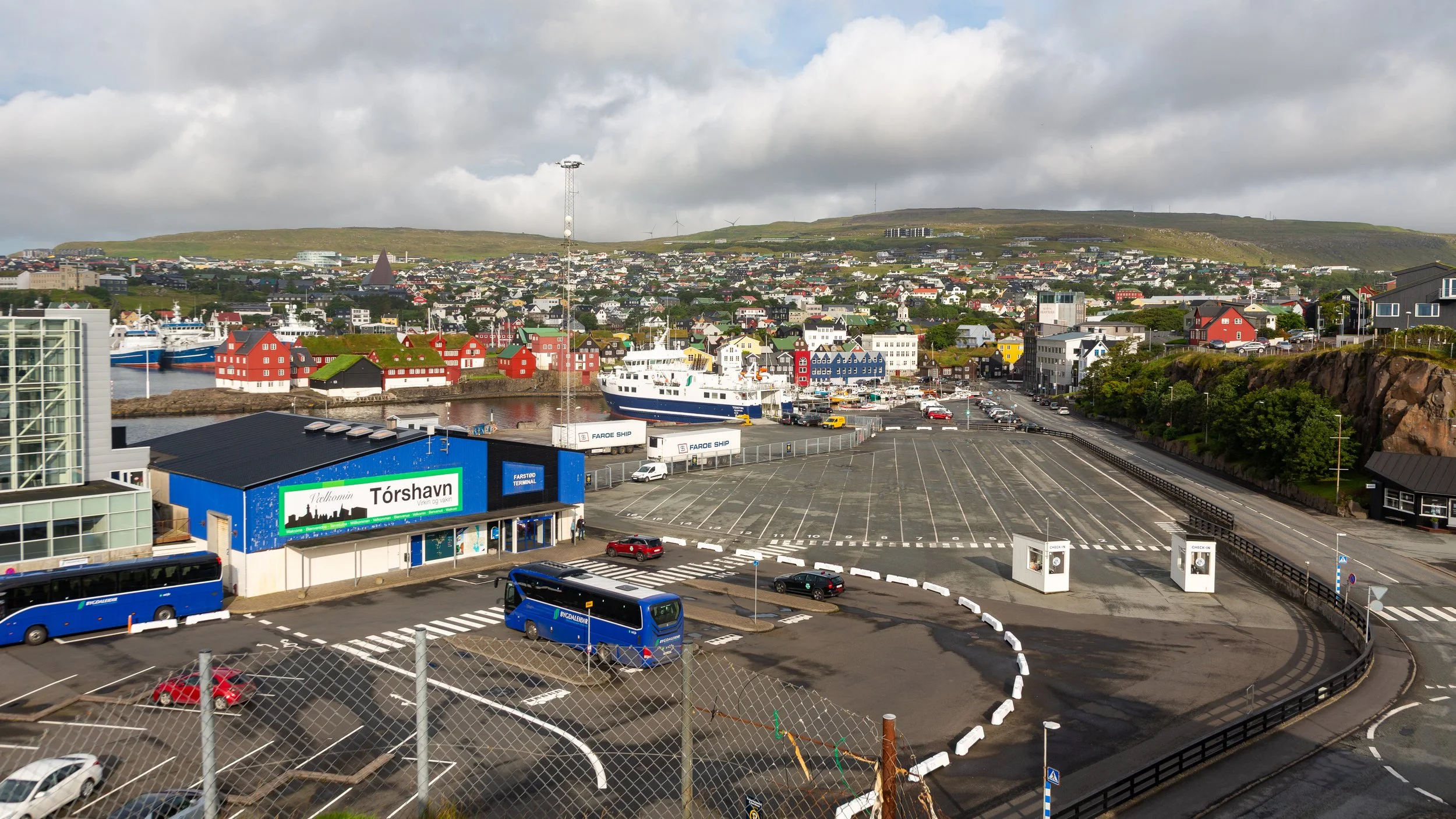  Hilltop view of the harbour that is a major transit point for tourists and supplies for the remote islands 