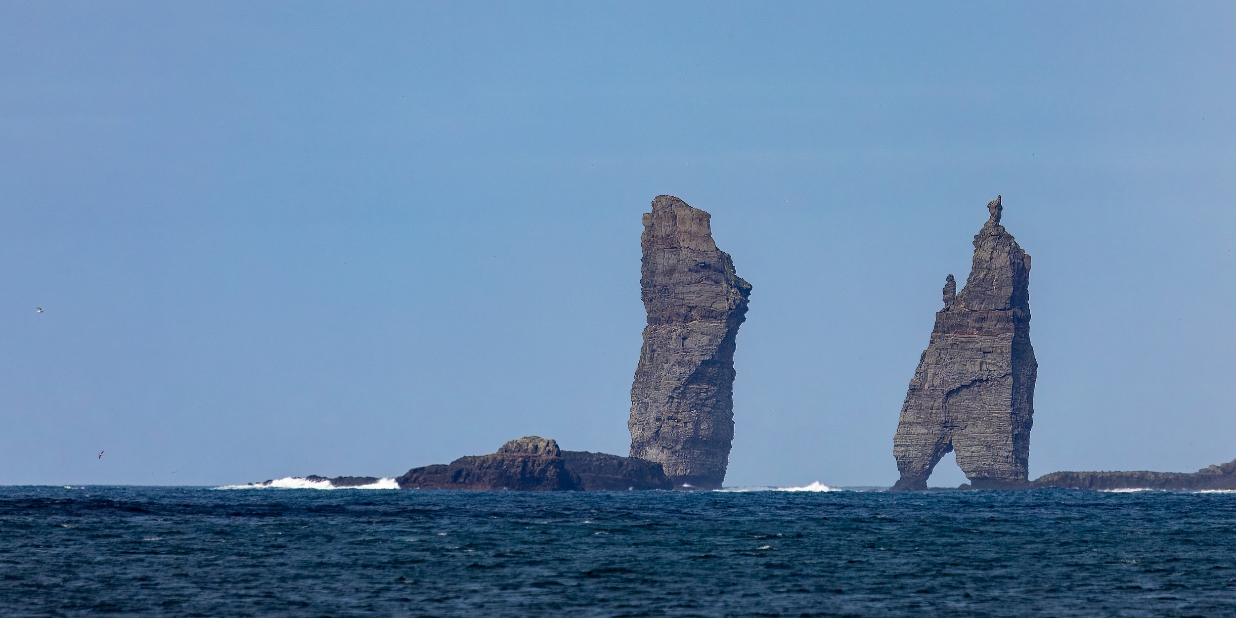  Zooming in to Risin og Kellingin (The Giant and the Witch) sea stacks 