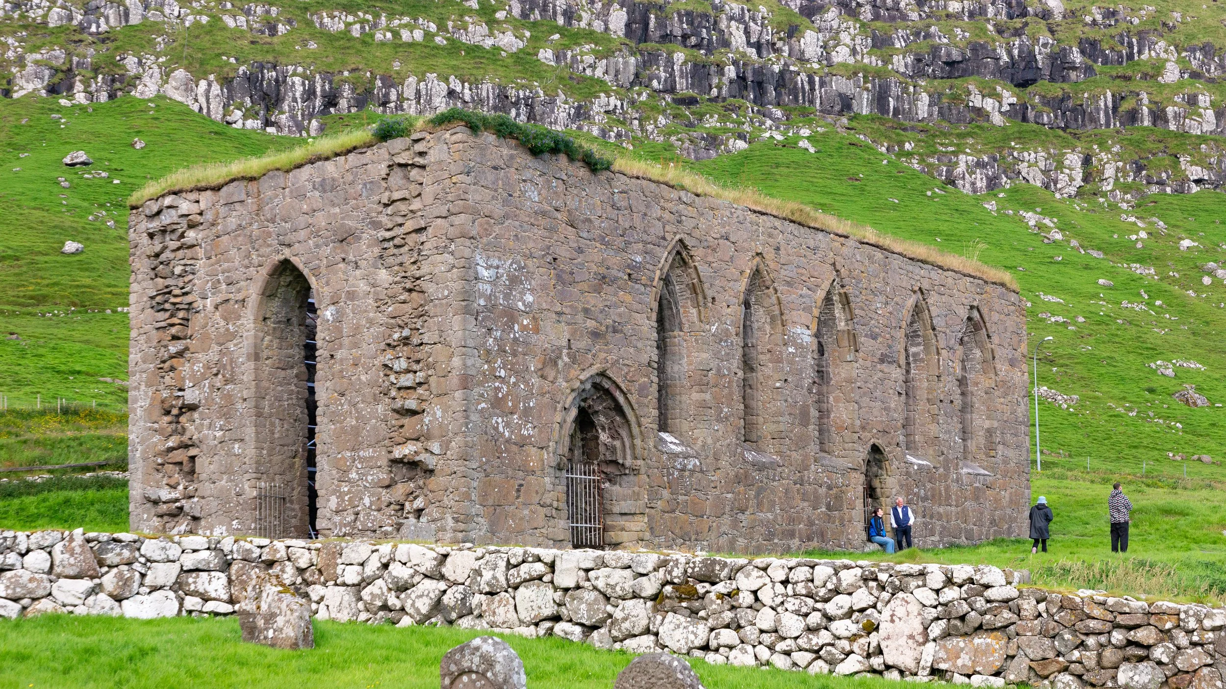  Ruins of Magnus Cathedral (Kirkjubømúrurin) in Kirkjubøur, the largest medieval building in the Faroe Islands, built around 1300 